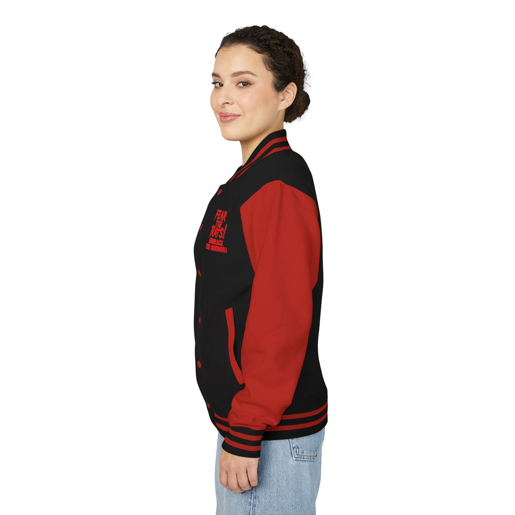 RJK: "RATS!" Logo - Unisex Heavyweight Letterman Jacket (Black/Red)