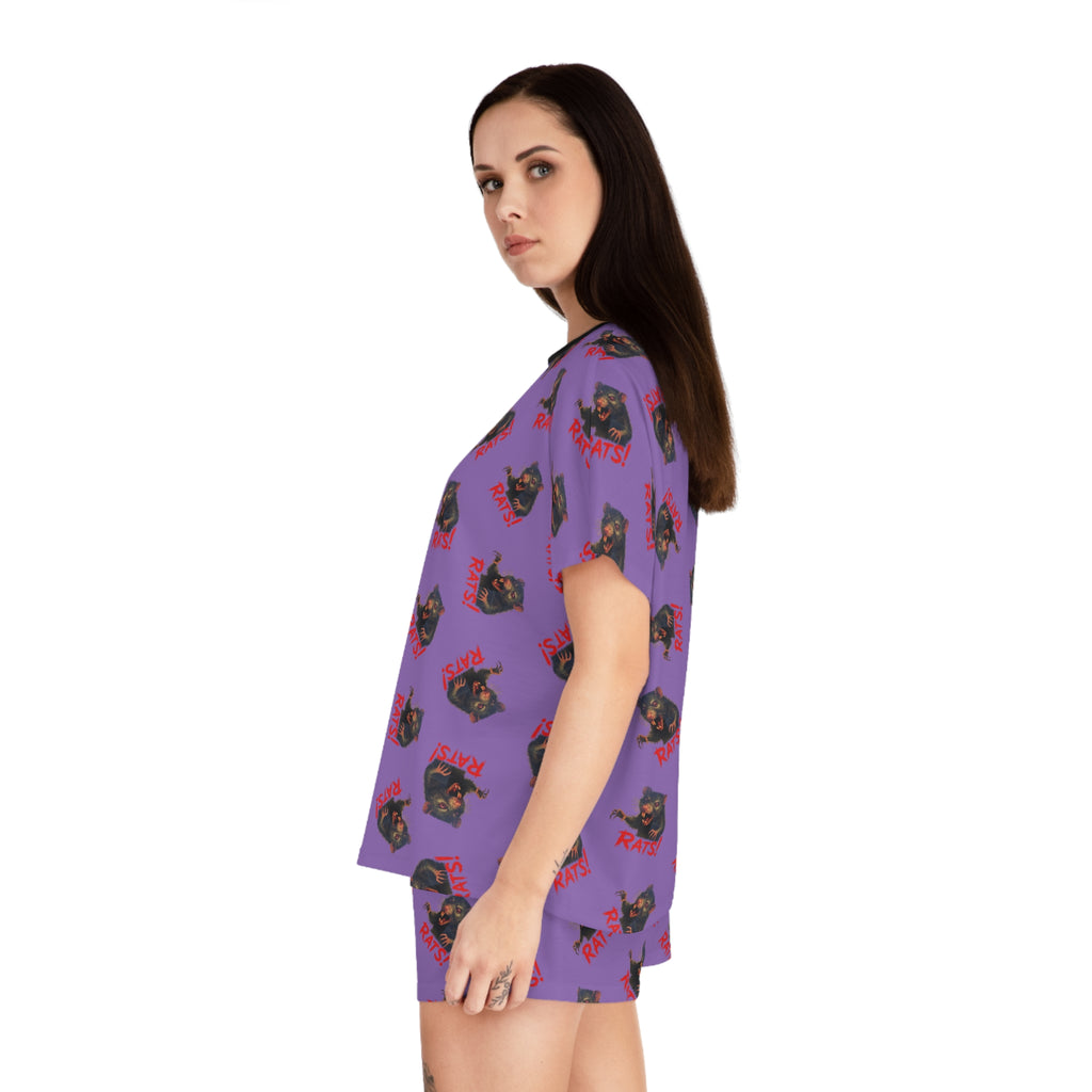 RPJ: "RAT" (Multi) - Women's Short Pajama Set - Lavender
