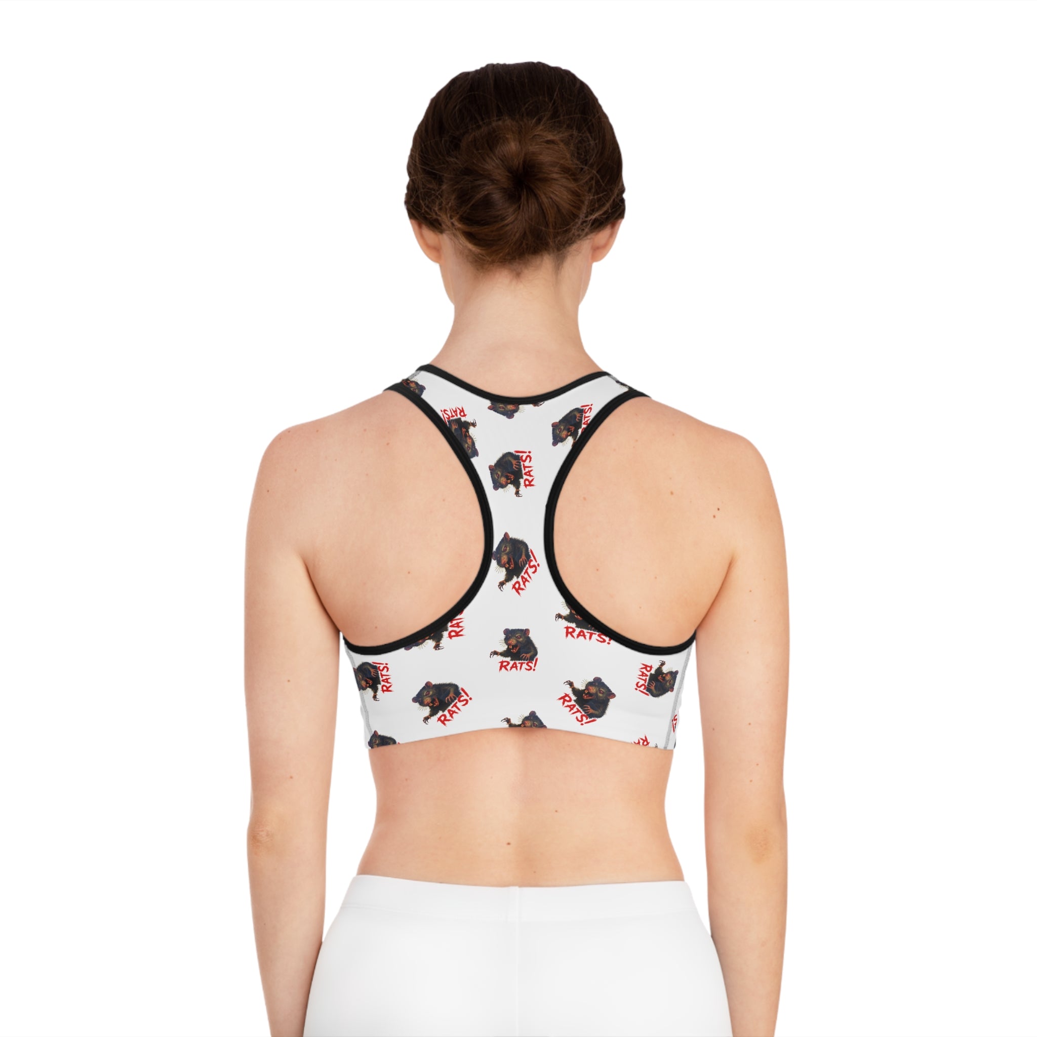 RAW: "RAT" (Multi) - Women's Sports Bra - White