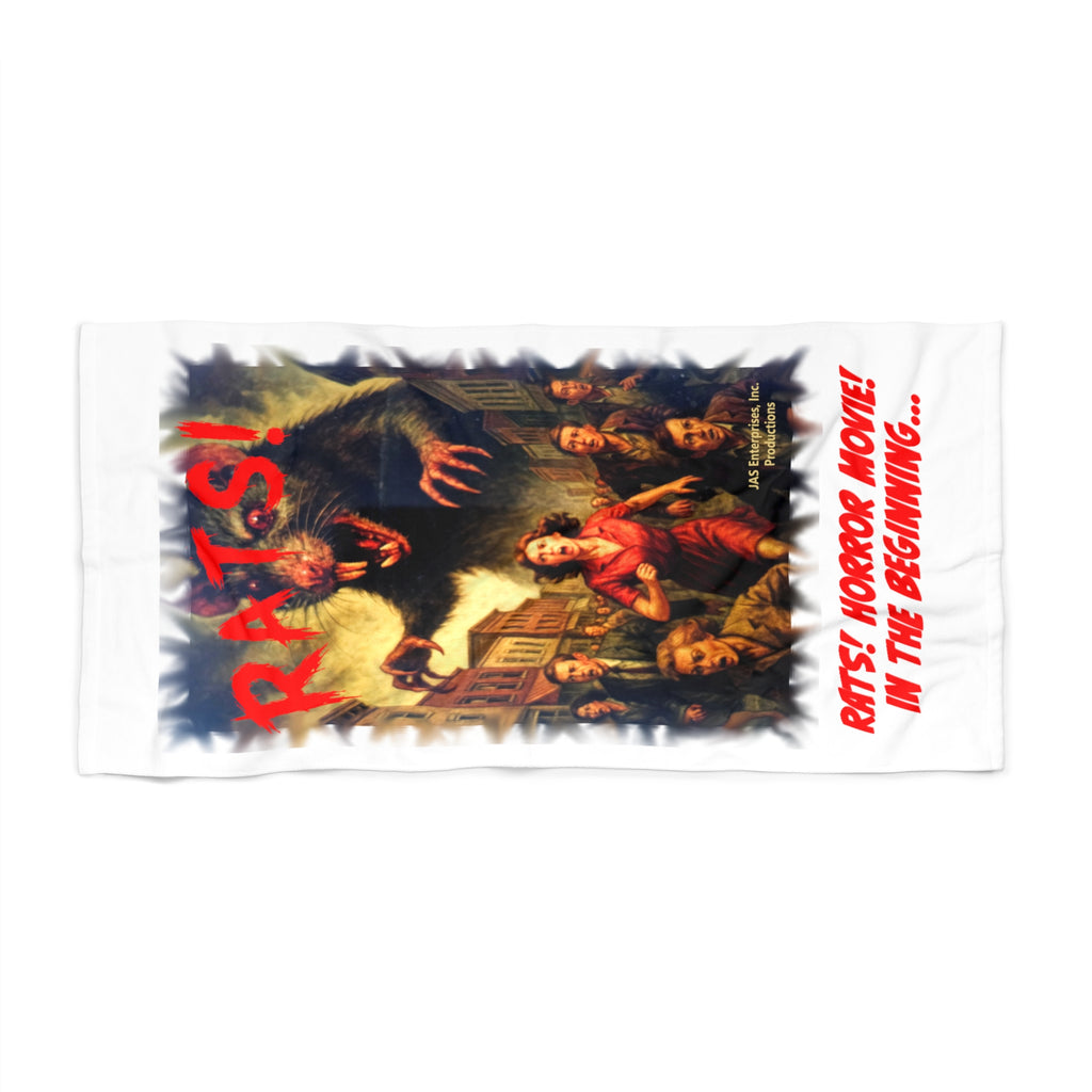 RBT: "RATS!" Movie Title Logo - Beach Towel - White