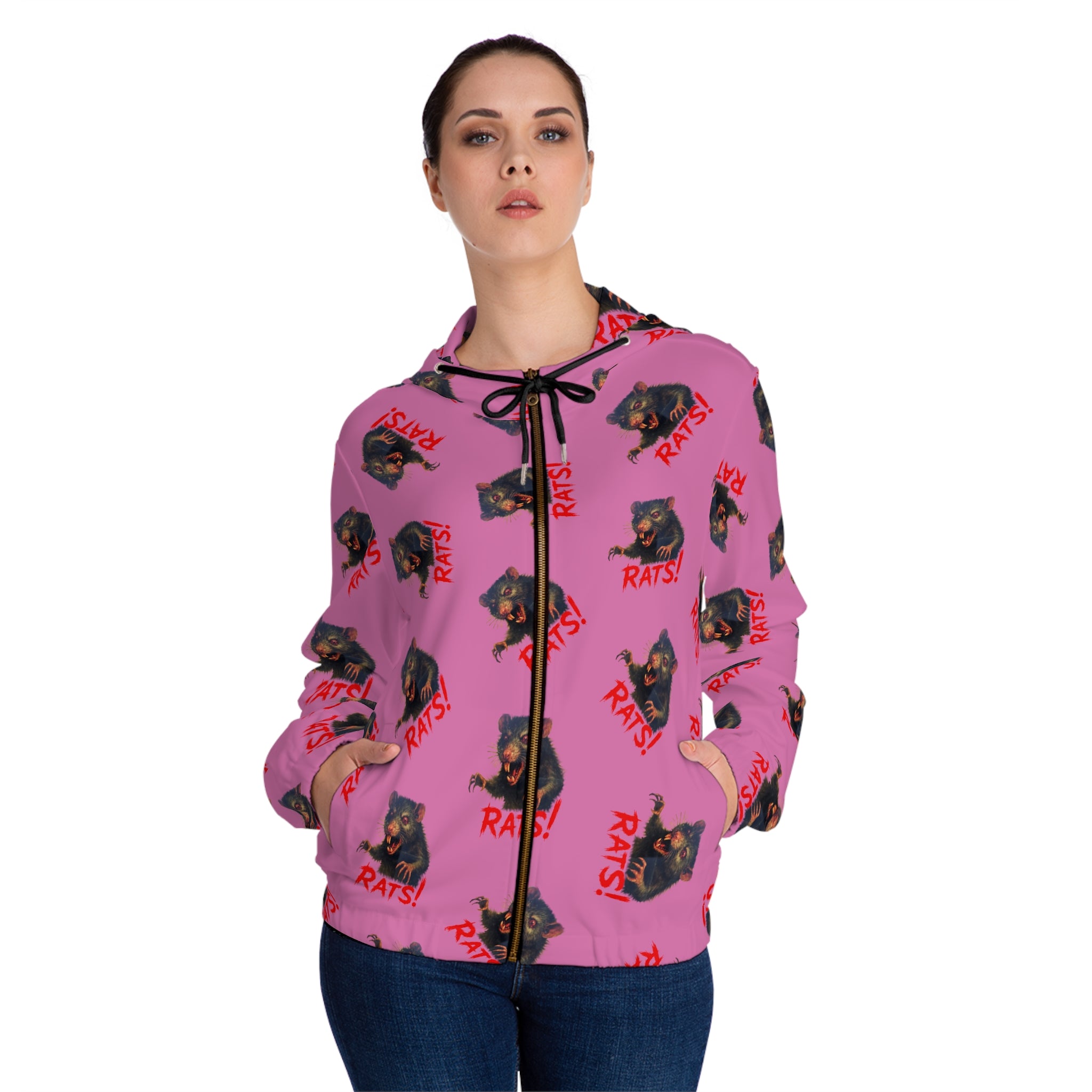 RHD: "RAT" (Multi) - Women’s Full-Zip Hoodie - Pink