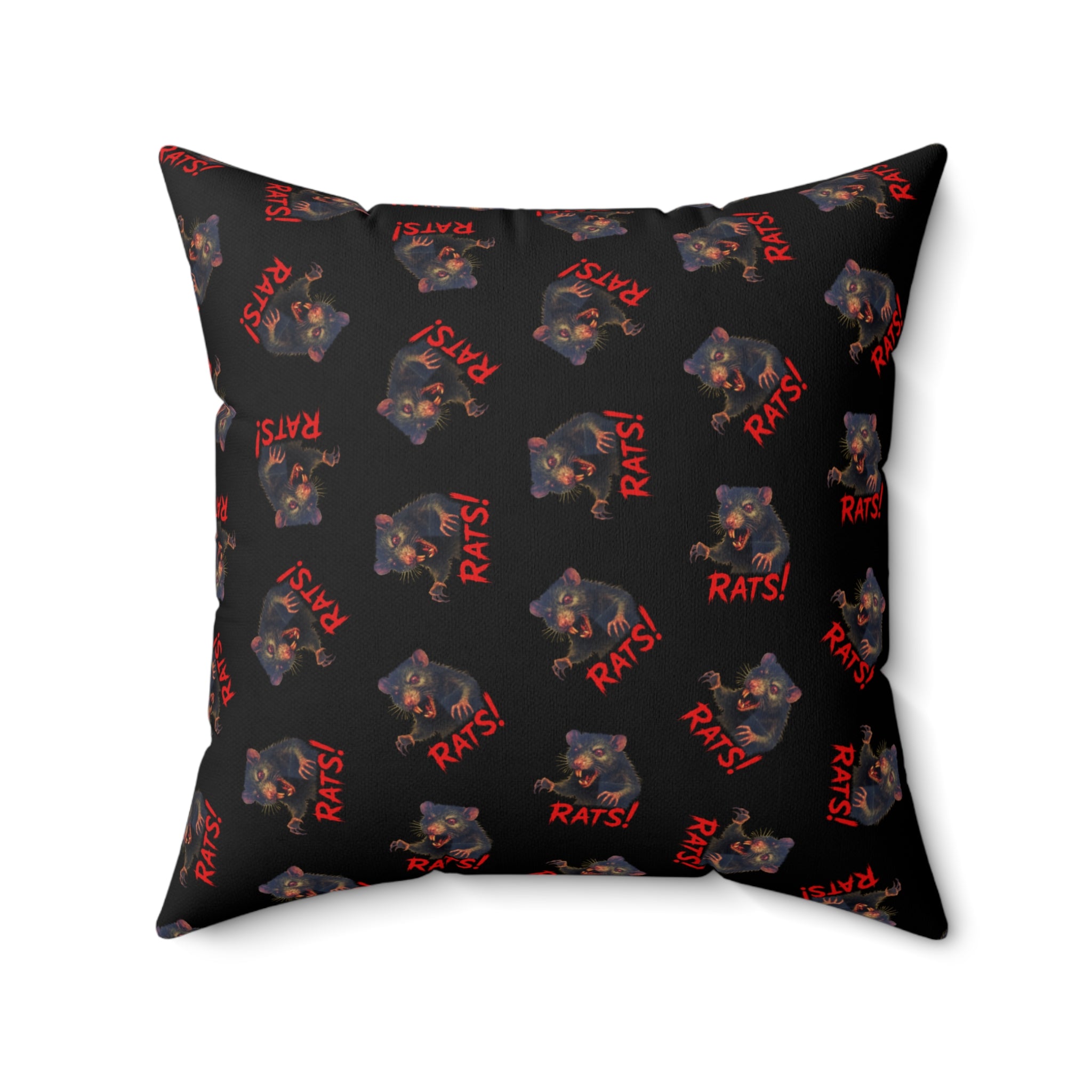RPW: "RAT" (Multi) - Polyester Throw Pillow - (Black)