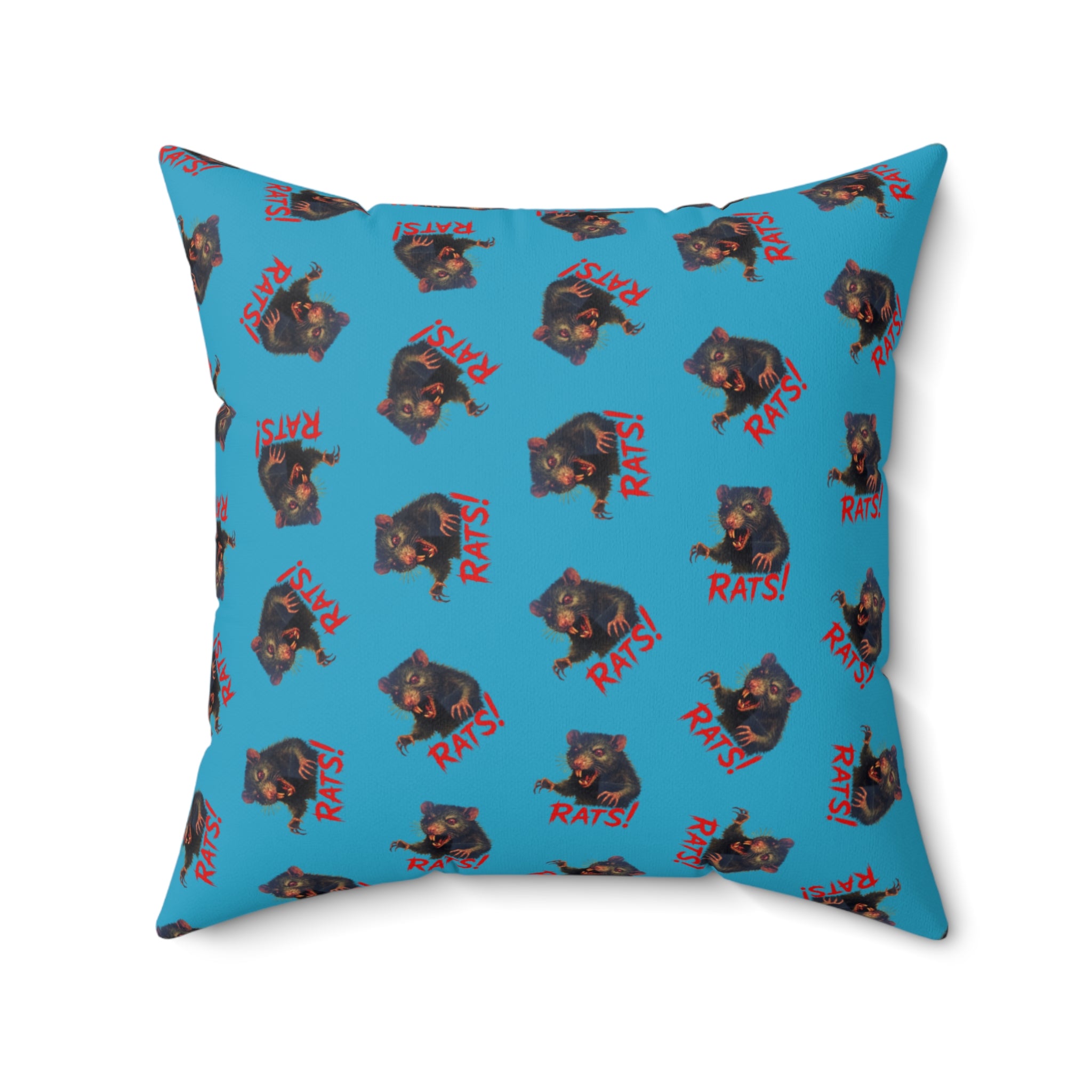 RPW: "RAT" (Multi) - Polyester Throw Pillow - (Turquoise)
