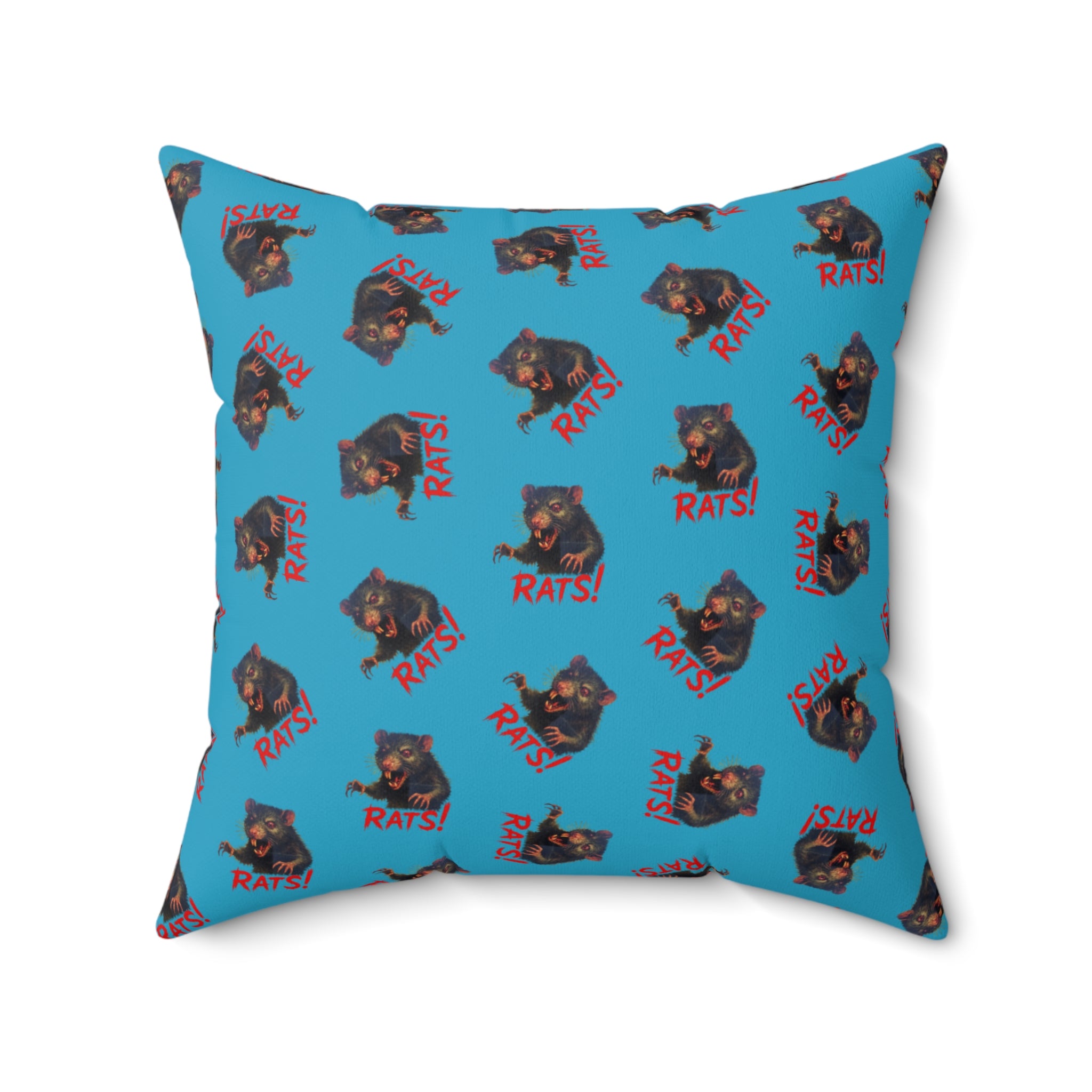 RPW: "RAT" (Multi) - Polyester Throw Pillow - (Turquoise)