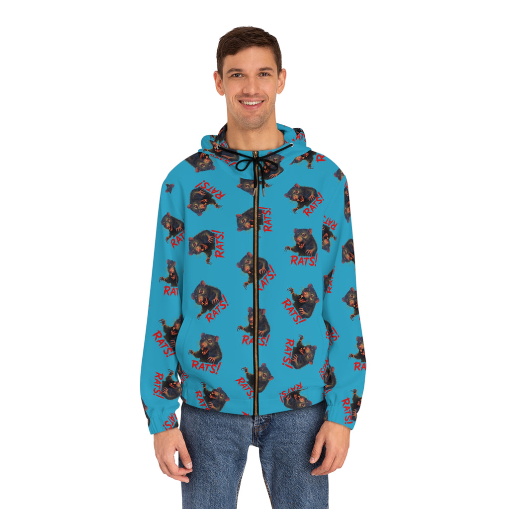 RHD: "RAT" (Multi) - Men's Full-Zip Hoodie - Turquoise