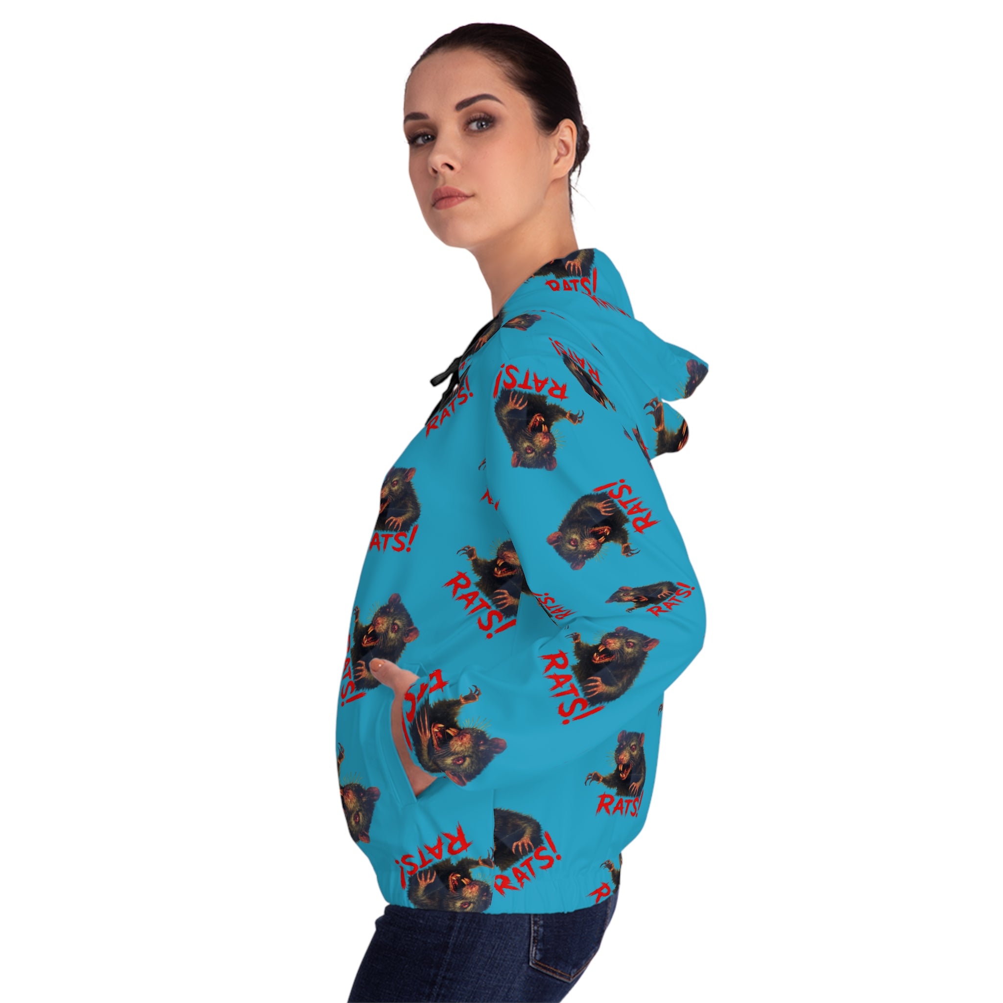RHD: "RAT" (Multi) - Women’s Full-Zip Hoodie - Turquoise