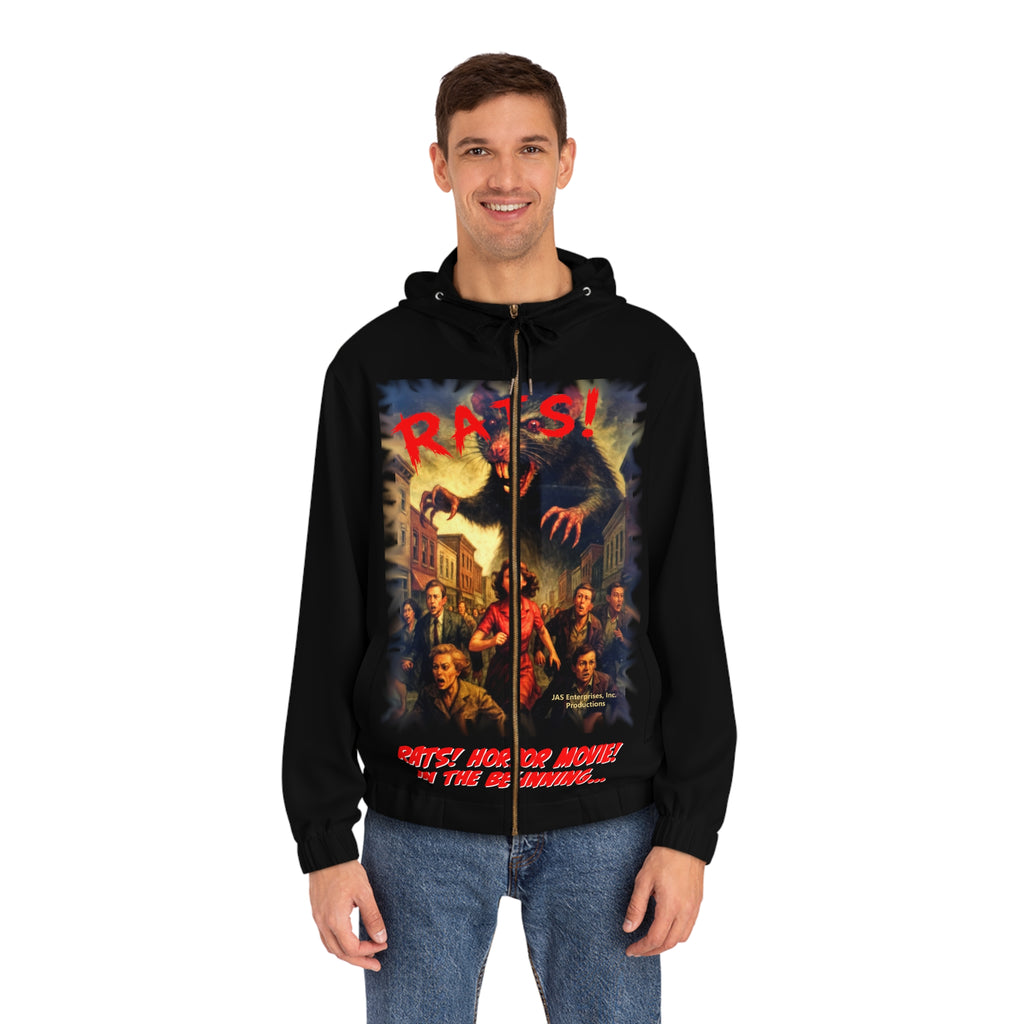 RHD: "RATS! - Movie Title Logo - Men's Full-Zip Hoodie - Black