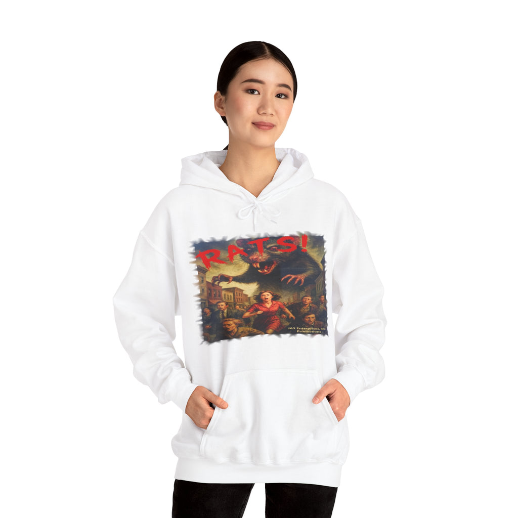 RHD: "RATS!" Logo (Fear the Rats! Embrace the Horror! - Back Side) - Unisex Hoodie (White)