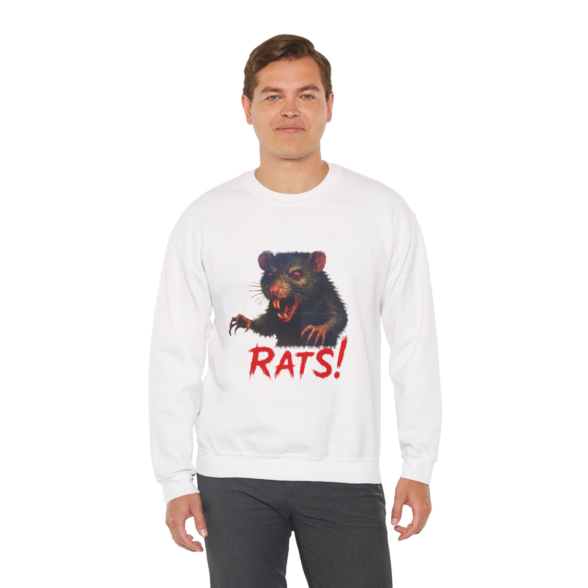 RSS: "RAT" (Blank Back Side) - Unisex Crewneck Sweatshirt (White)