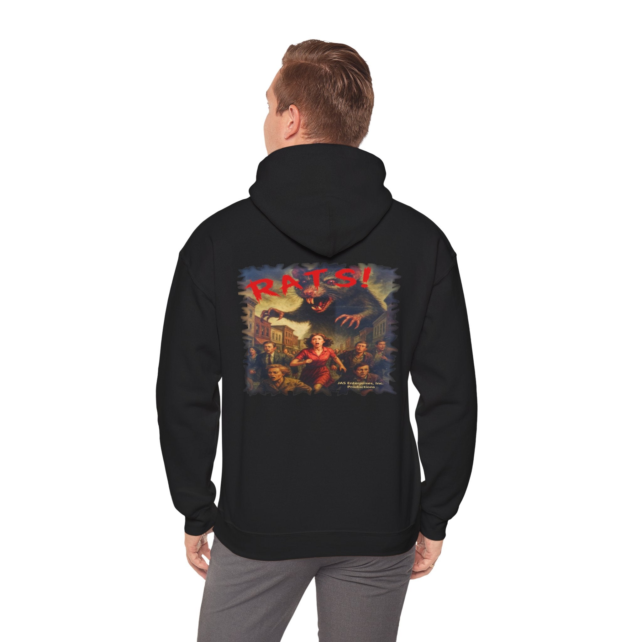 RHD: "Fear the Rats! Embrace the Horror!" (RATS! Logo - Back Side) - Unisex Hoodie (Black)