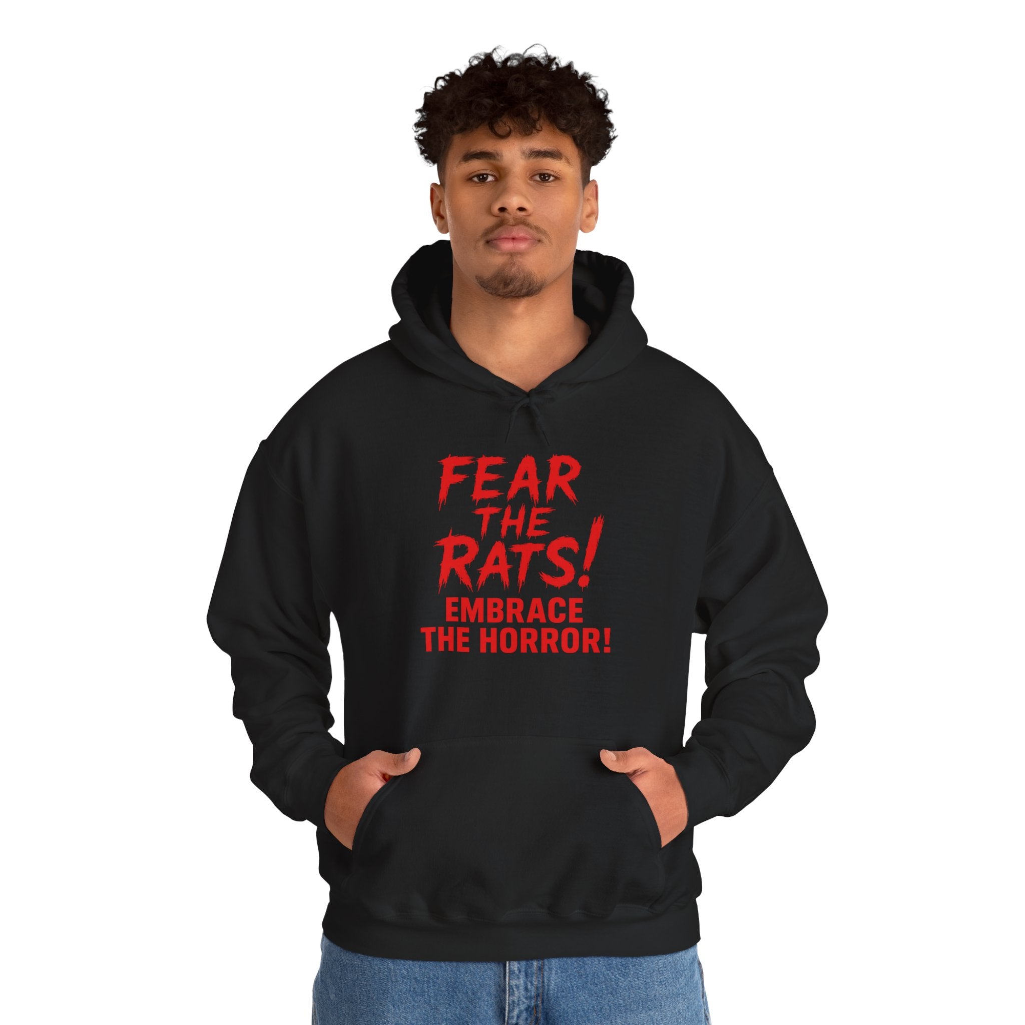 RHD: "Fear the Rats! Embrace the Horror!" (RATS! Logo - Back Side) - Unisex Hoodie (Black)