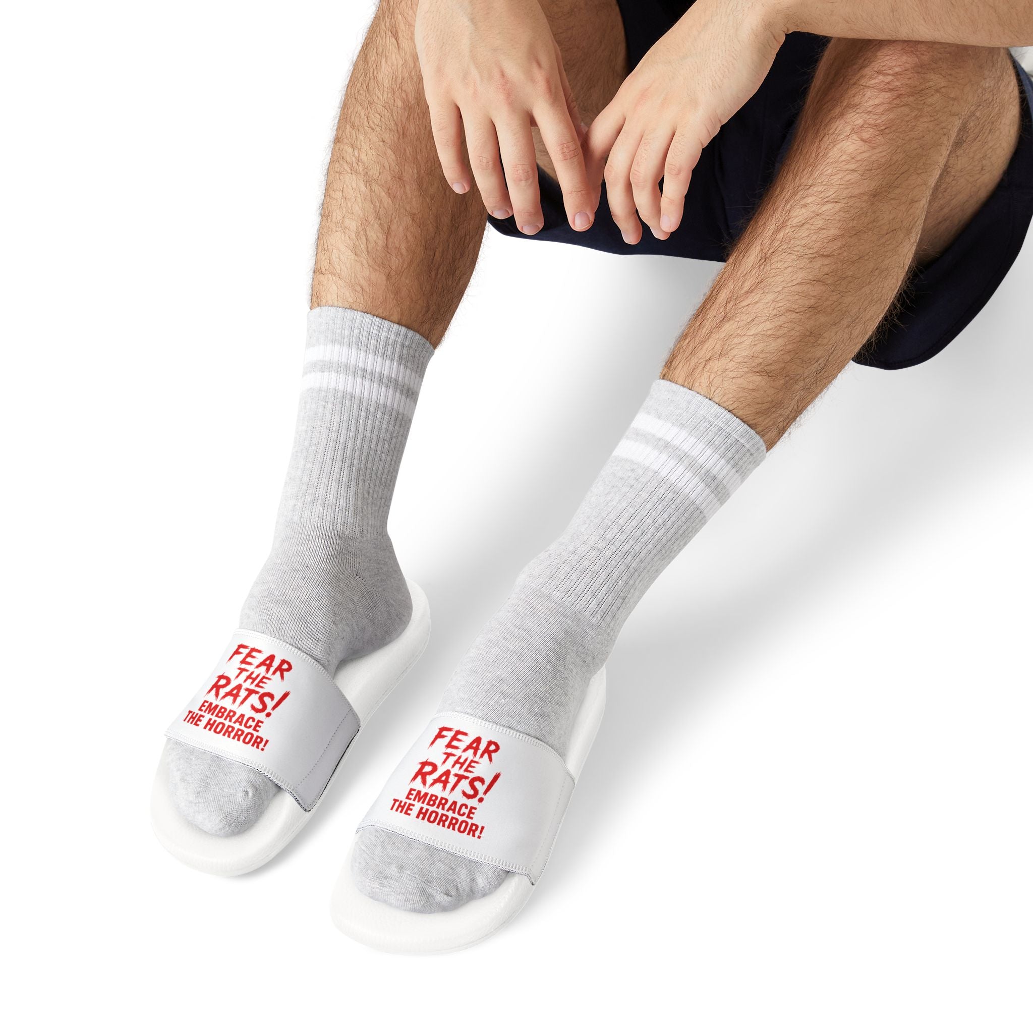 RFW: "Fear the Rats! Embrace the Horror!" - Men's Removable-Strap Sandals (White)