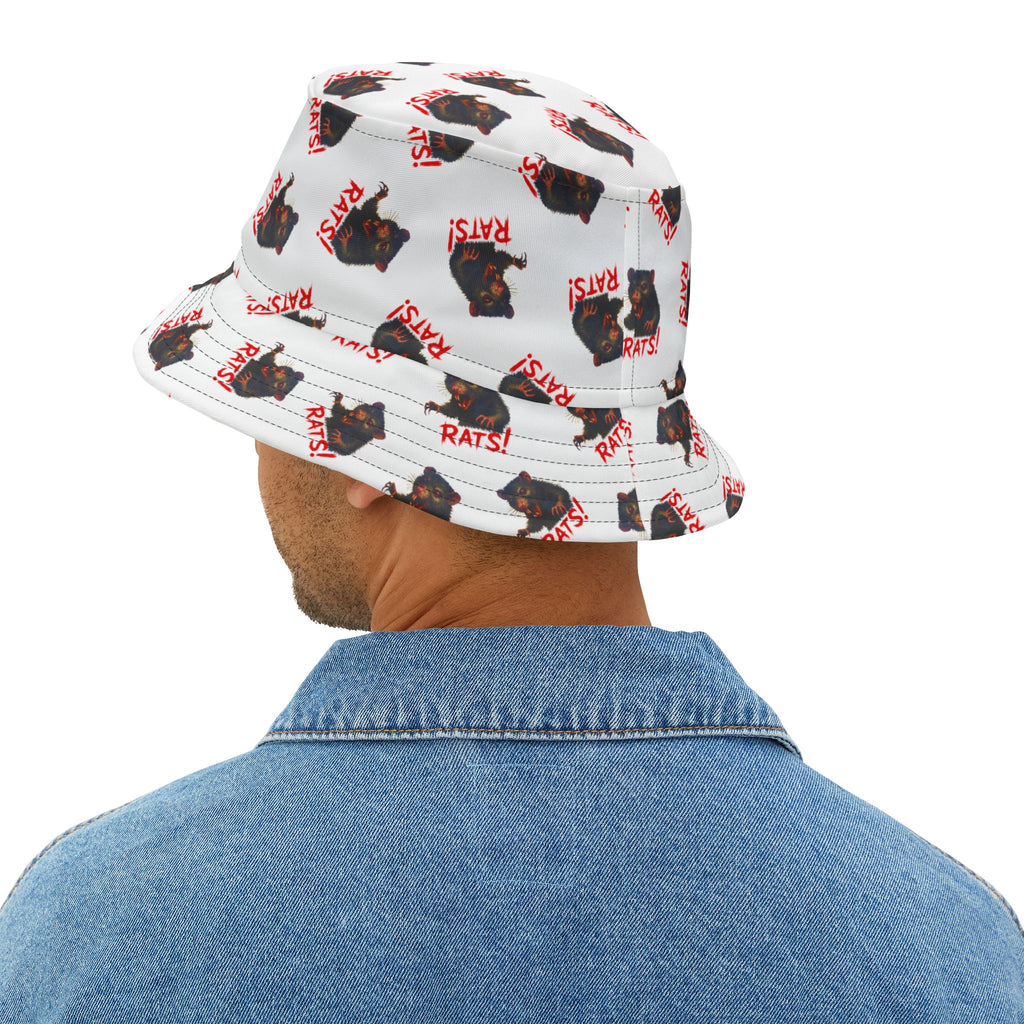 RHT: "RAT" (Multi) - Bucket Hat - White