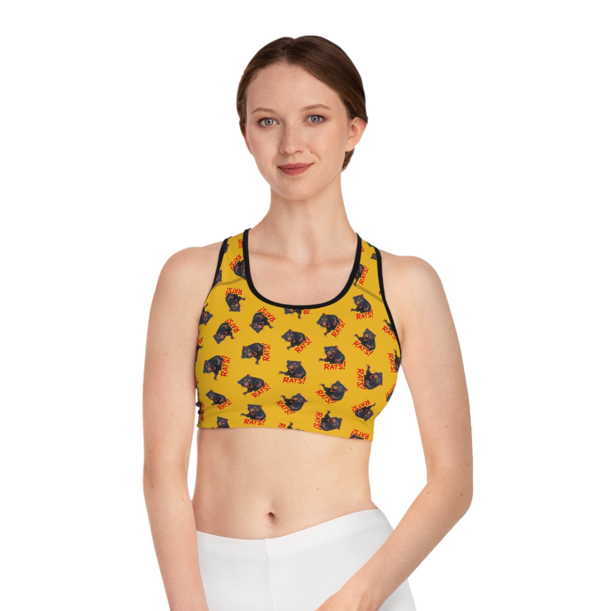 RAW: "RAT" (Multi) - Women's Sports Bra - Yellow