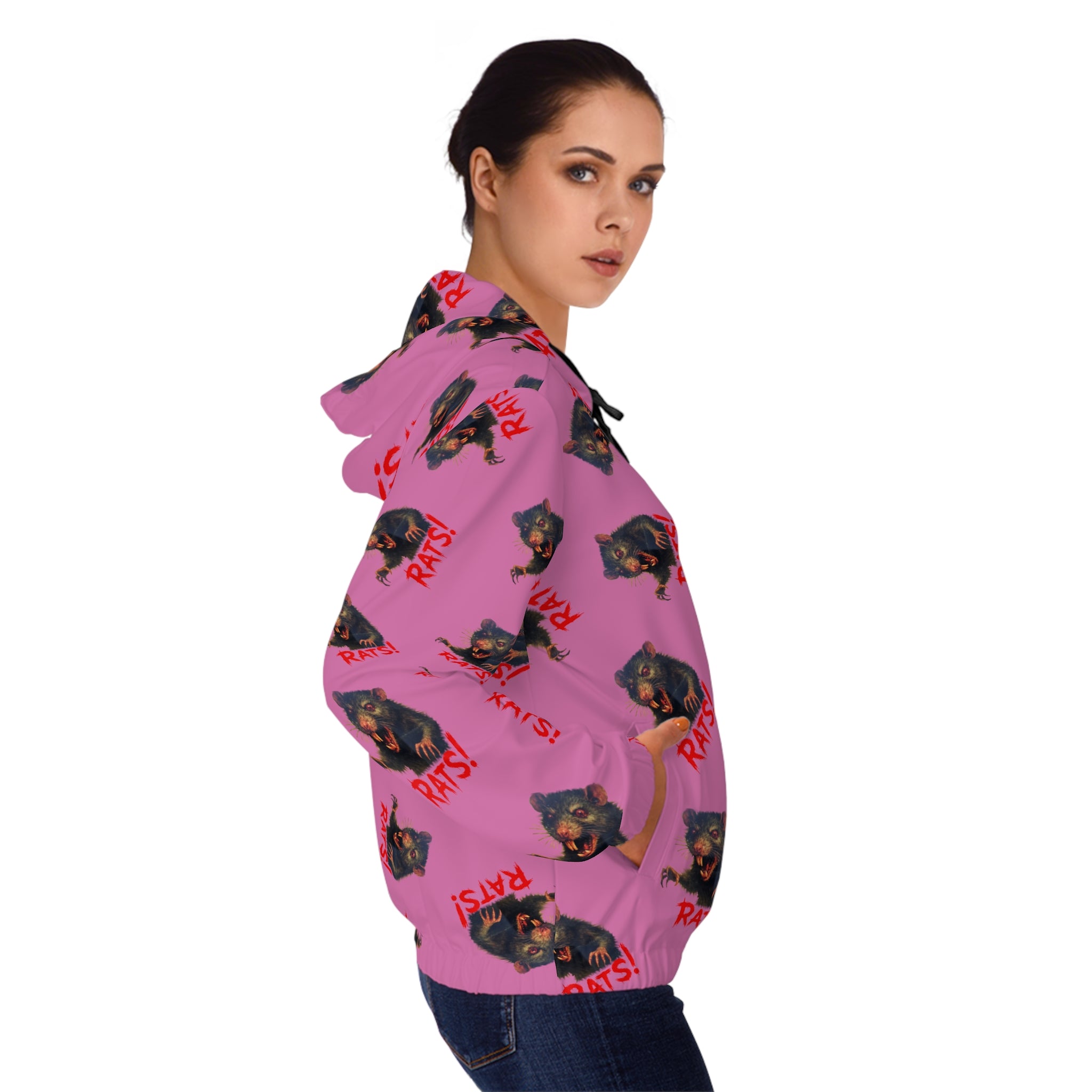 RHD: "RAT" (Multi) - Women’s Full-Zip Hoodie - Pink