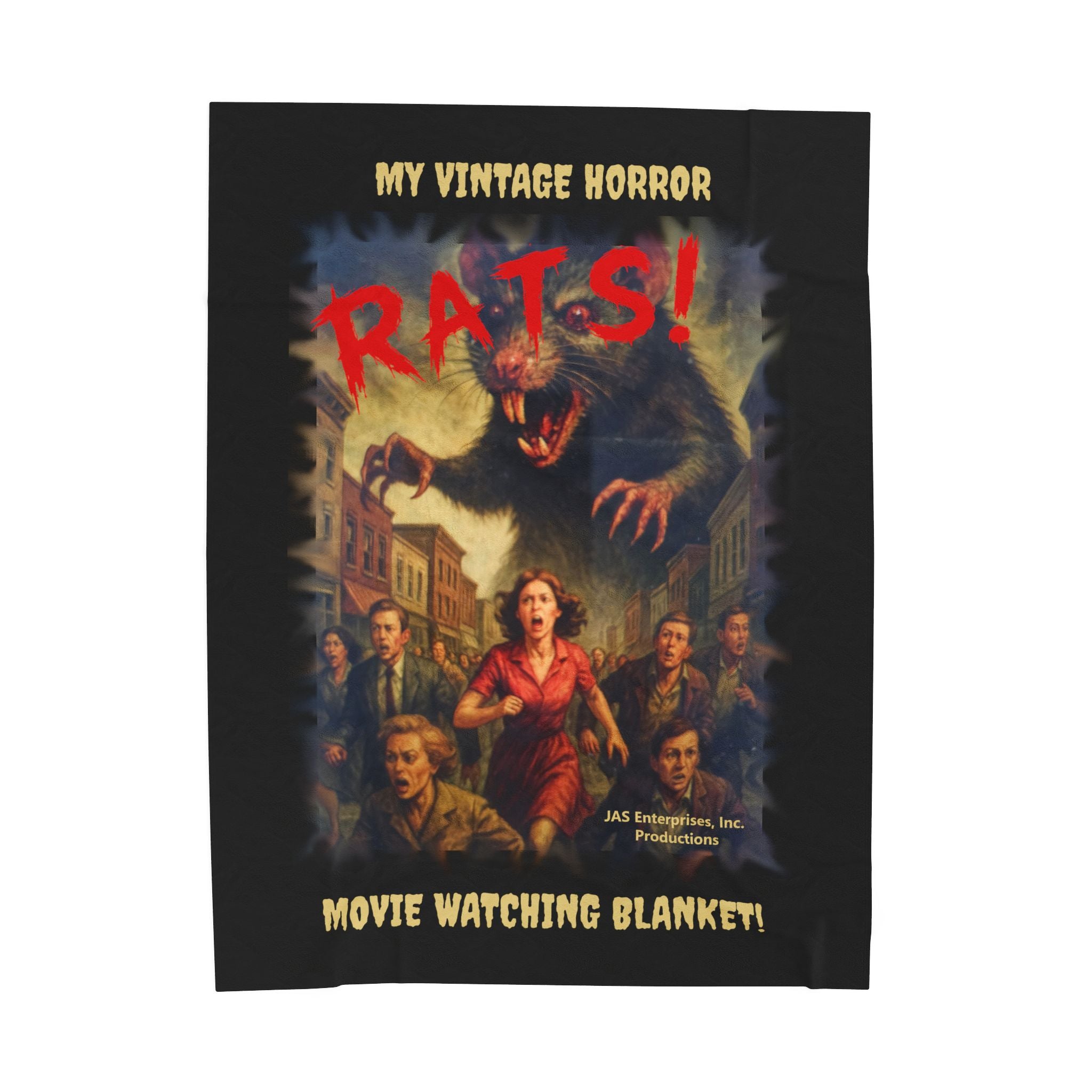 RBL: "RATS!" Logo - MY VINTAGE HORROR... - Velveteen Plush Blanket (Black)