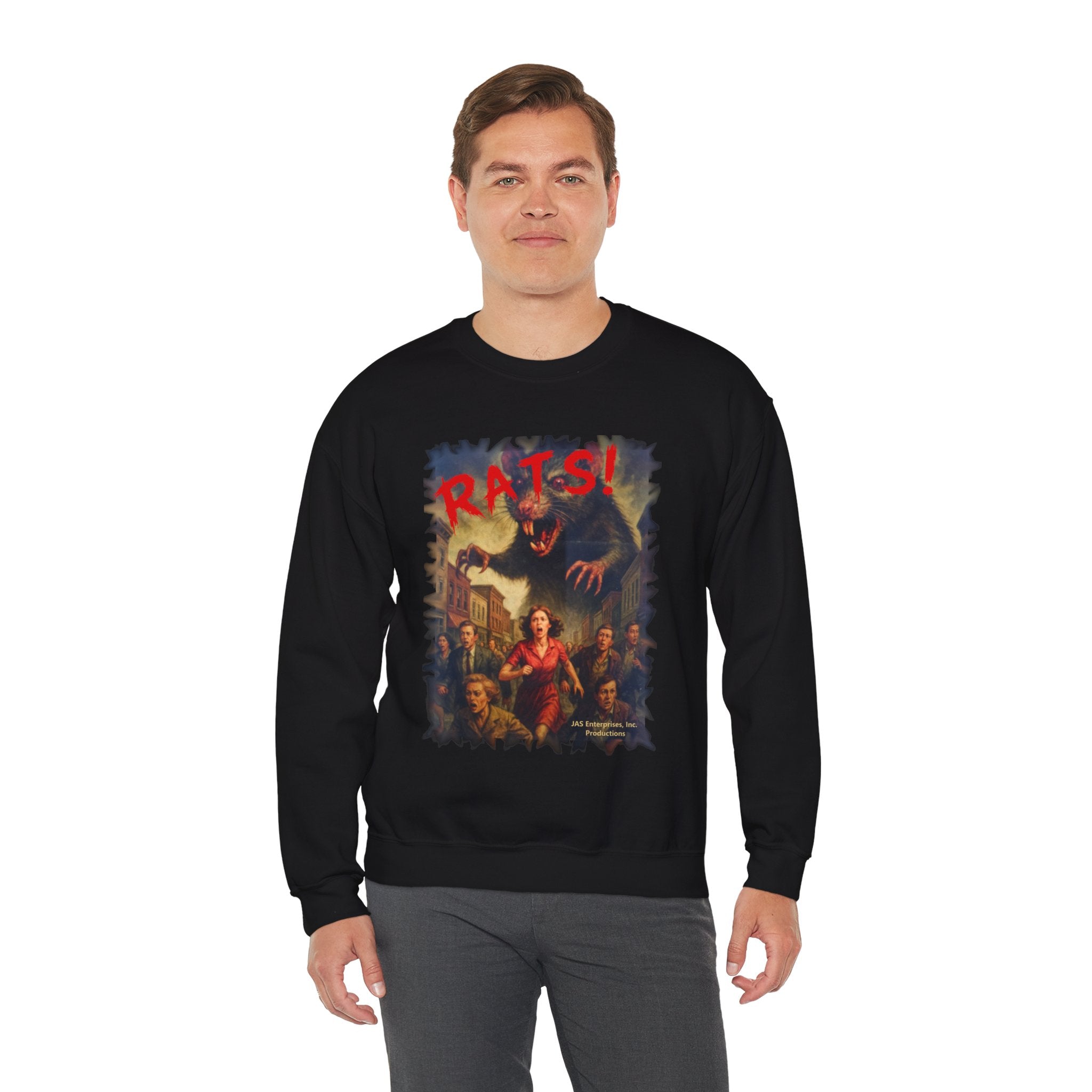 RSS: "RATS!" Logo (Blank Back Side) - Unisex Crewneck Sweatshirt (Black)