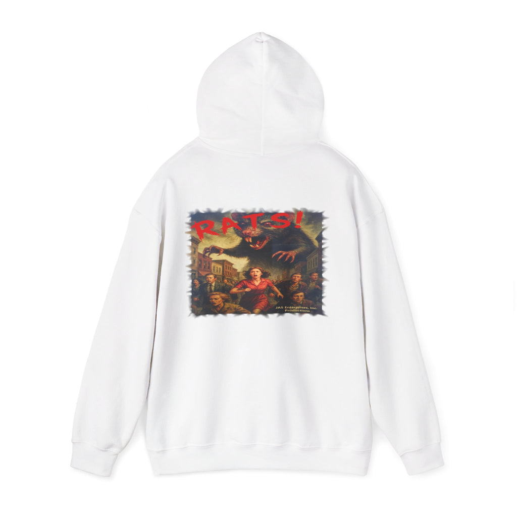 RHD: "Fear the Rats! Embrace the Horror!" (RATS! Logo - Back Side) - Unisex Hoodie (White)