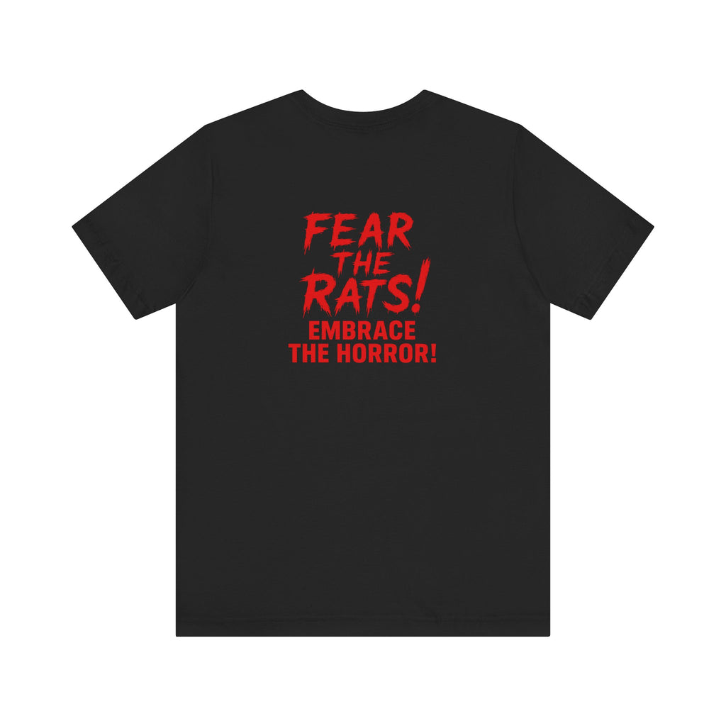 RTS: "RAT" (Fear the Rats! Embrace the Horror! - Back Side) - Unisex Jersey Short Sleeve Lightweight Tee (Black)