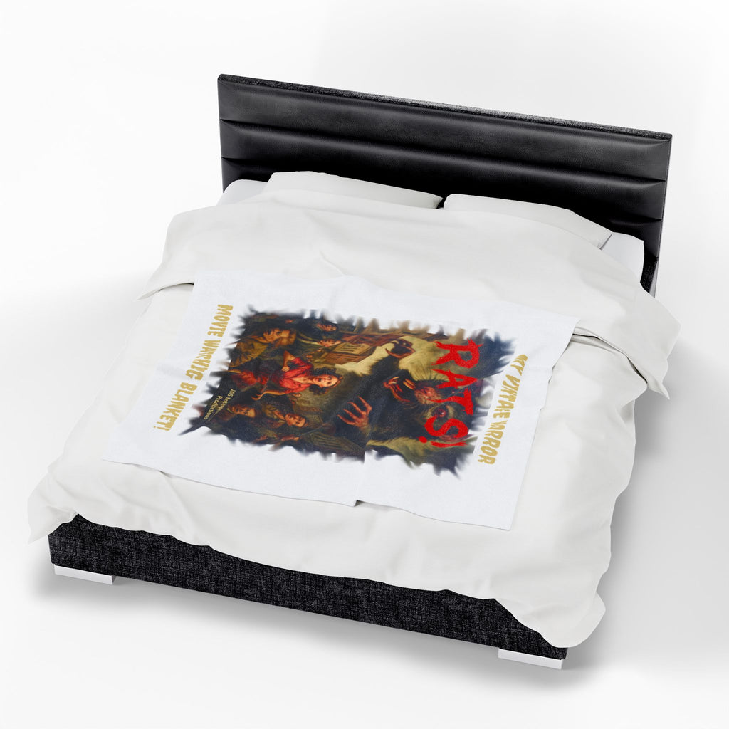 RBL: "RATS!" Logo - MY VINTAGE HORROR... - Velveteen Plush Blanket (White)