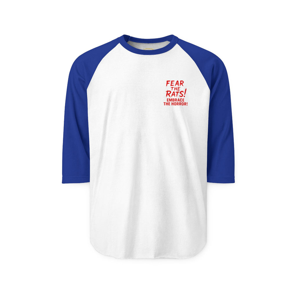 RRS: "Fear the Rats! Embrace the Horror!" Small Logo - Unisex Three-Quarter Sleeve Raglan Shirt