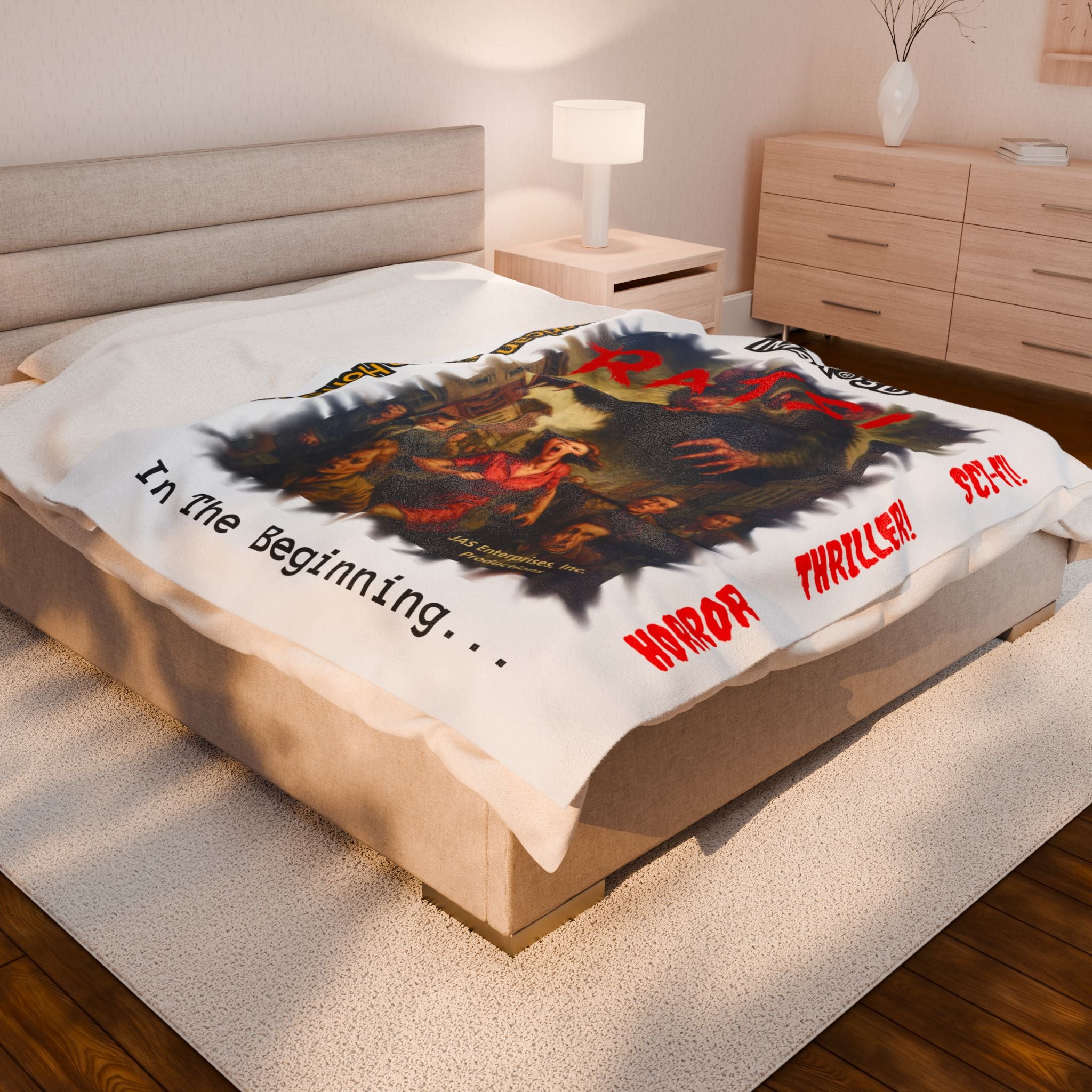 RBL: "RATS!" Logo - In The Beginning... - Velveteen Plush Blanket (White)