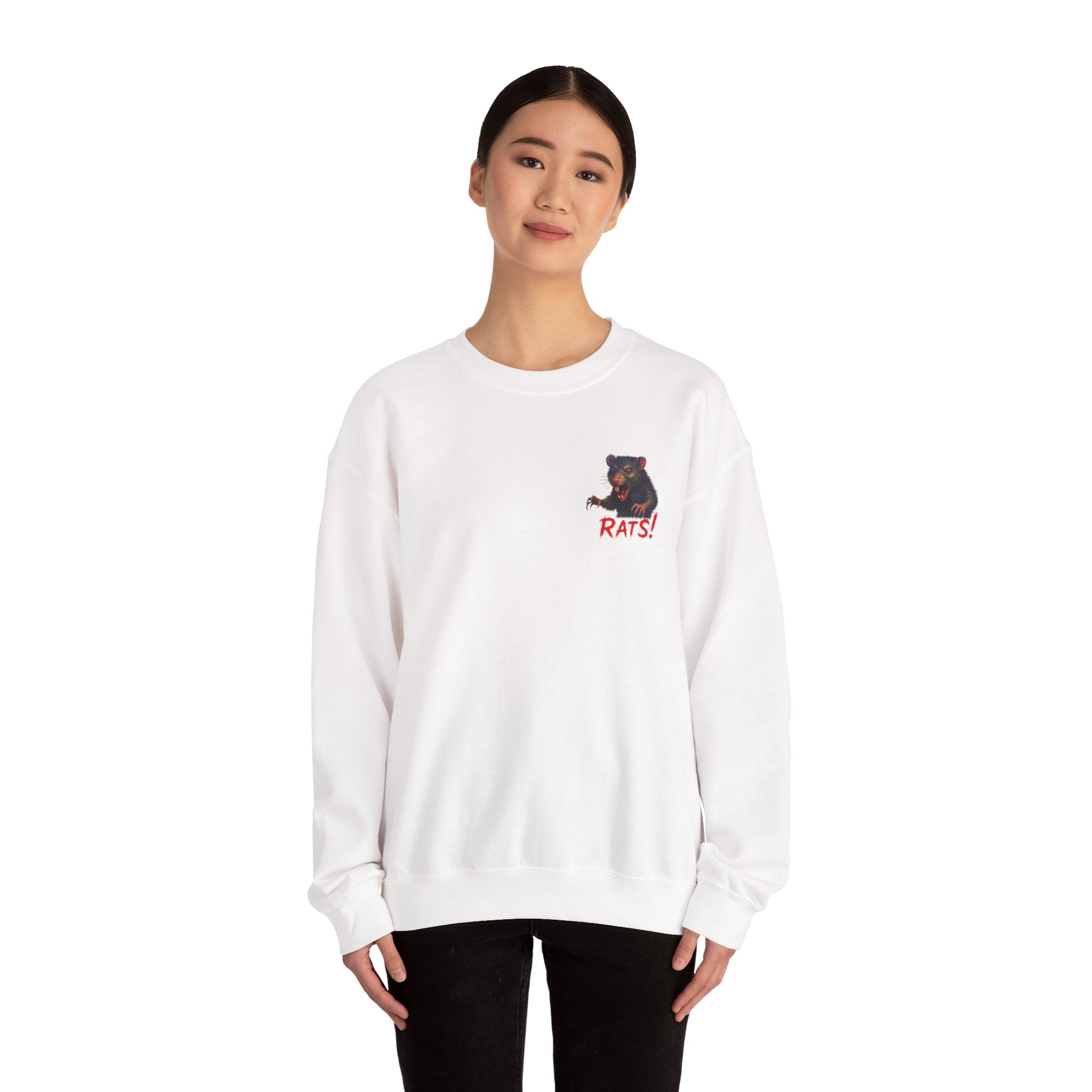 RSS: "RAT" Small Logo (Blank Back Side) - Unisex Crewneck Sweatshirt (White)