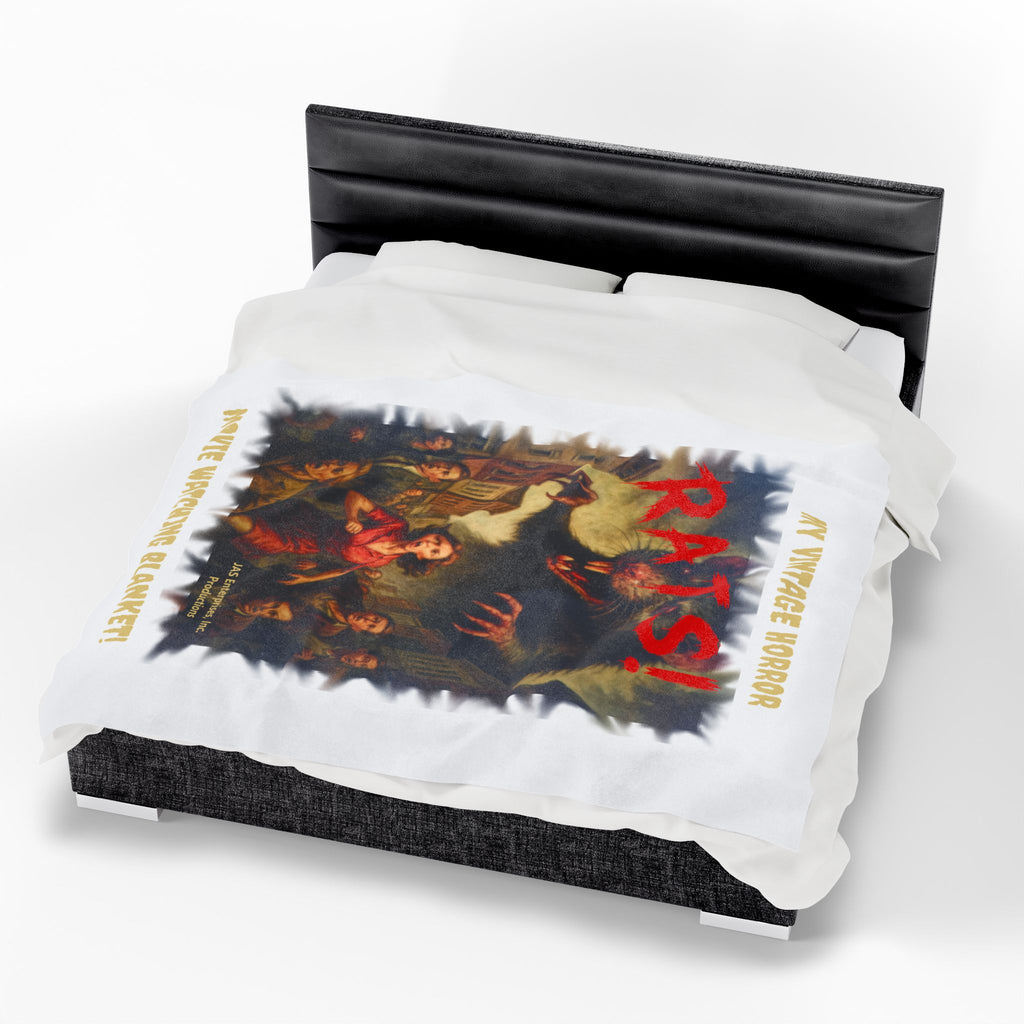 RBL: "RATS!" Logo - MY VINTAGE HORROR... - Velveteen Plush Blanket (White)