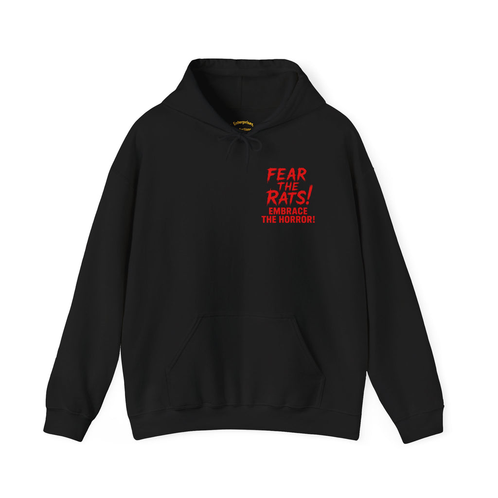 RHD: "Fear the Rats! Embrace the Horror!" Small Logo (RATS! Logo - Back Side) - Unisex Hoodie (Black)