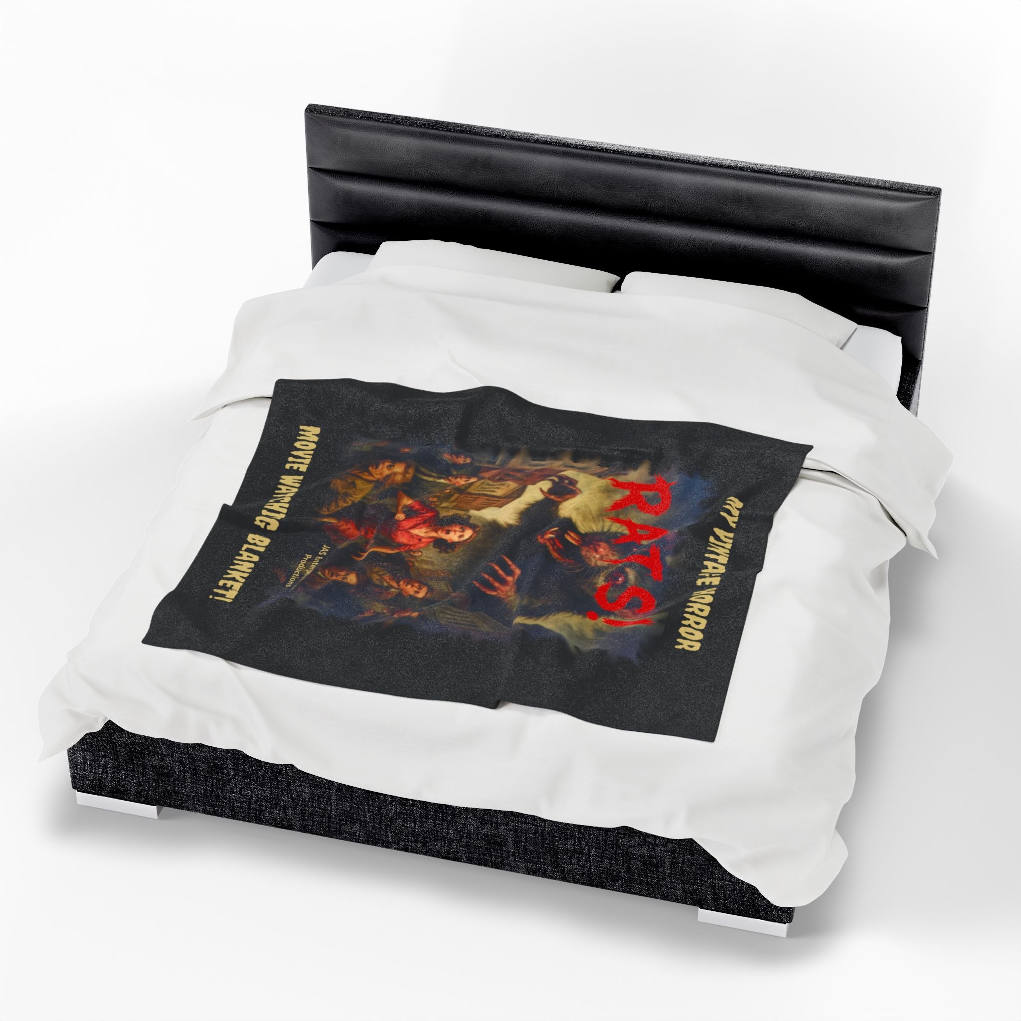 RBL: "RATS!" Logo - MY VINTAGE HORROR... - Velveteen Plush Blanket (Black)