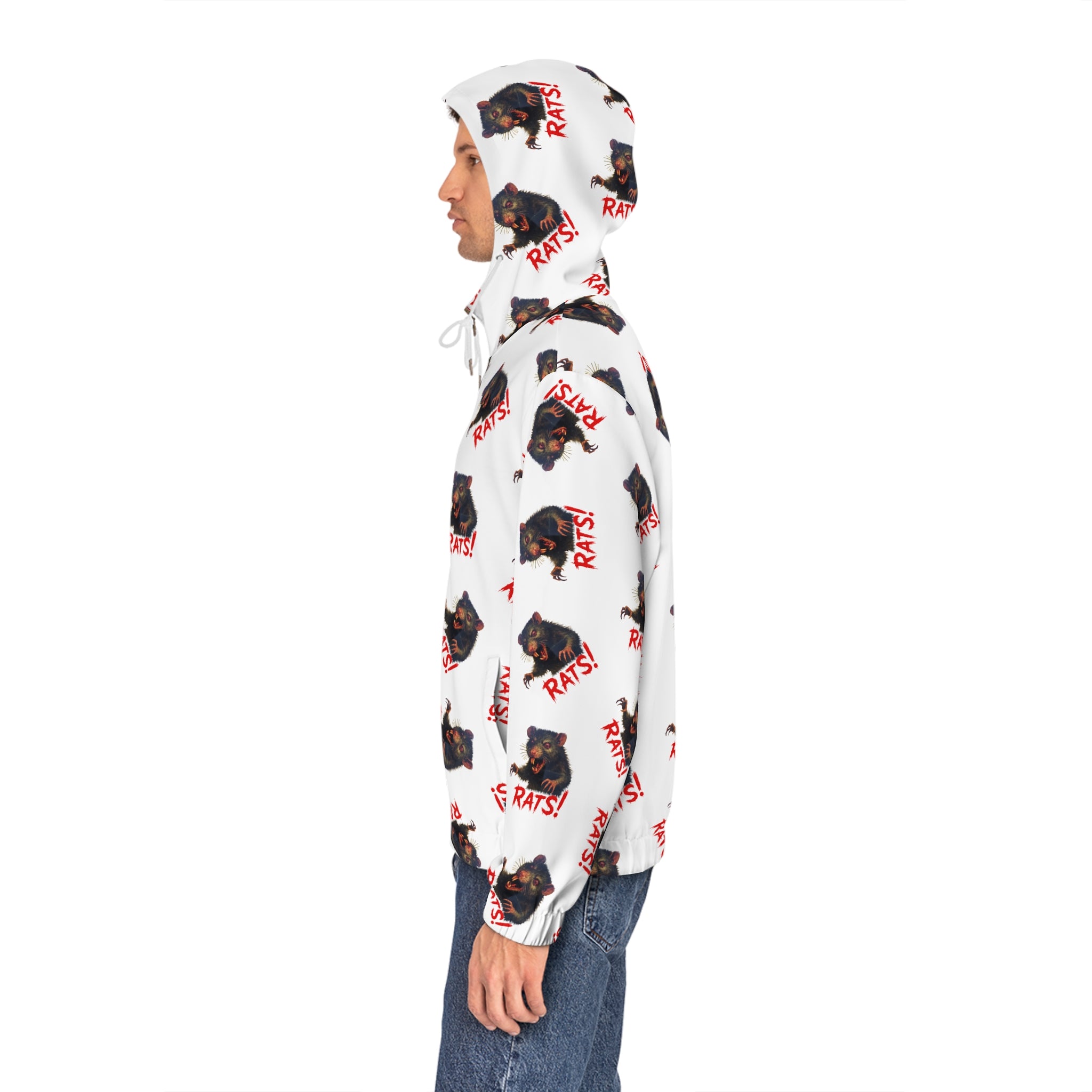 RHD: "RAT" (Multi) - Men's Full-Zip Hoodie - White