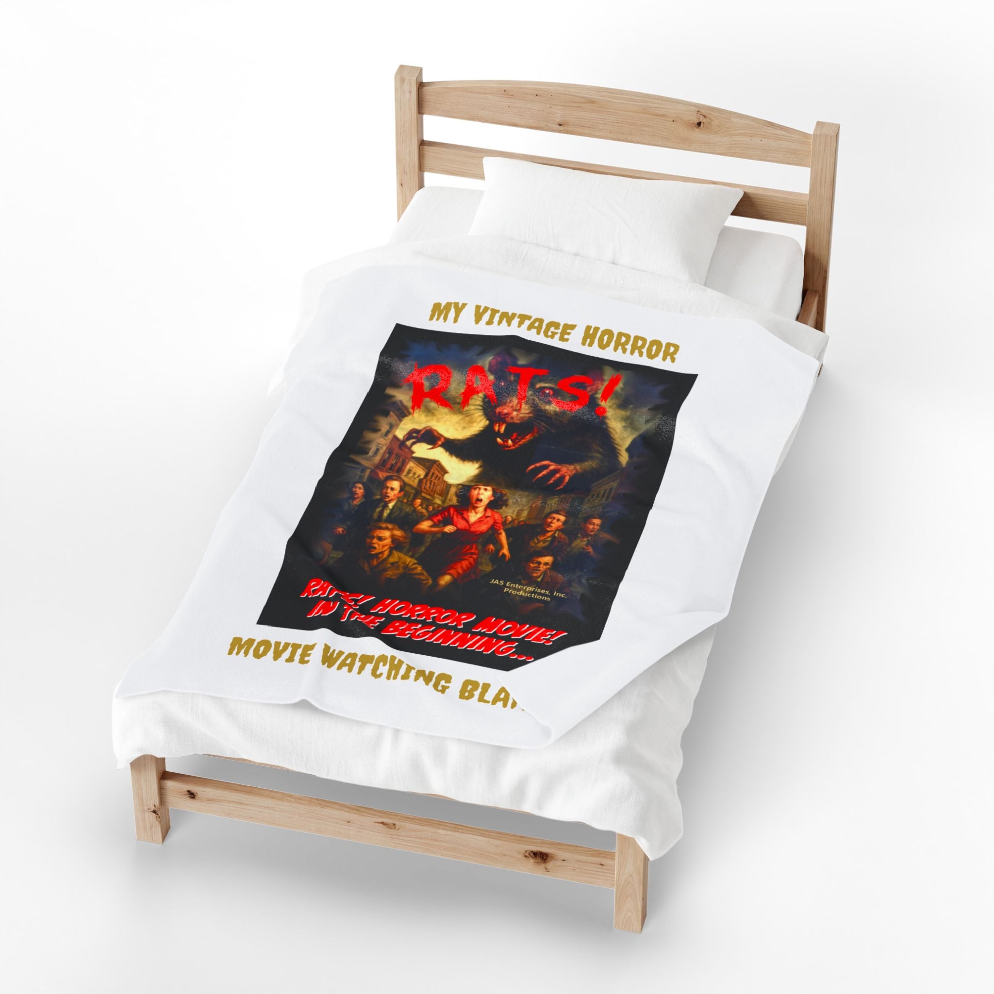 RBL: "RATS!" Movie Title Logo - MY VINTAGE HORROR... (White) - Velveteen Plush Blanket