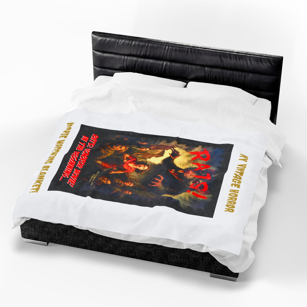 RBL: "RATS!" Movie Title Logo - MY VINTAGE HORROR... (White) - Velveteen Plush Blanket
