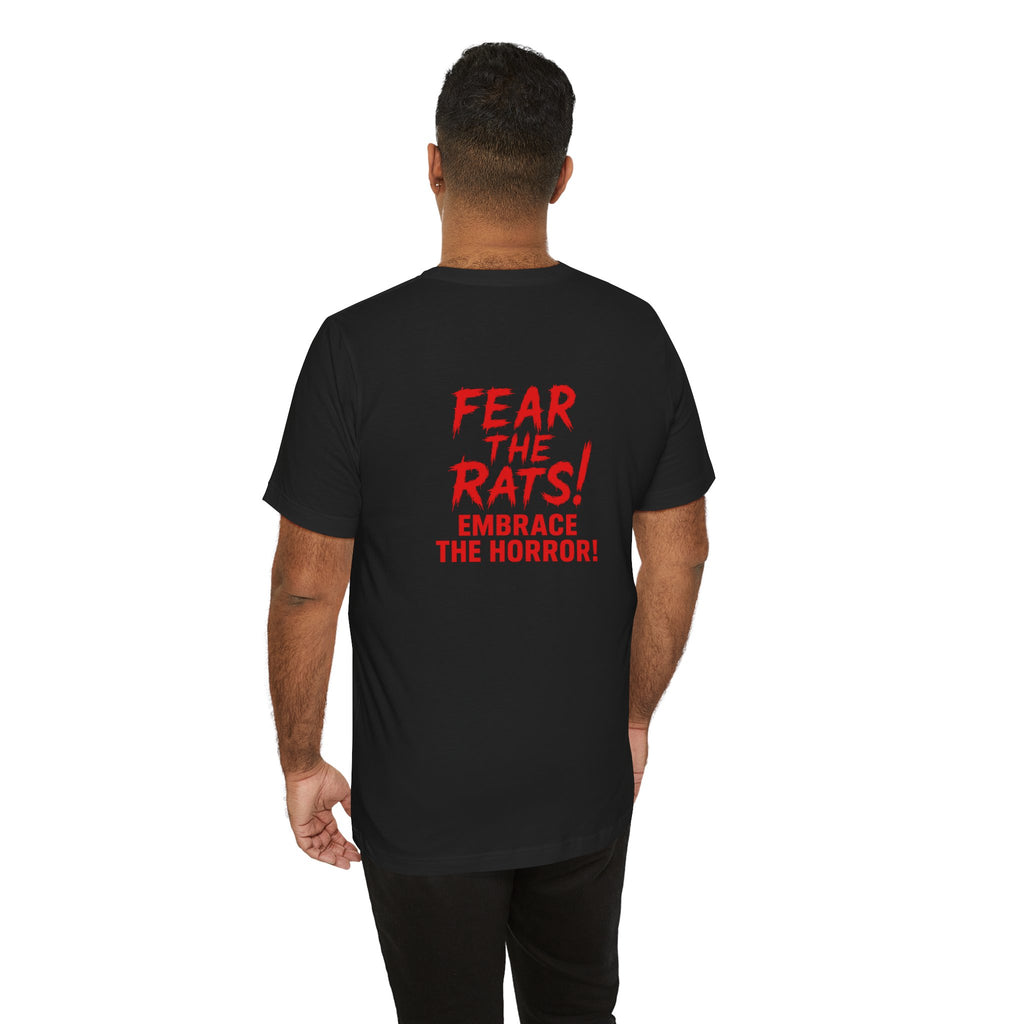 RTS: "RAT" (Fear the Rats! Embrace the Horror! - Back Side) - Unisex Jersey Short Sleeve Lightweight Tee (Black)