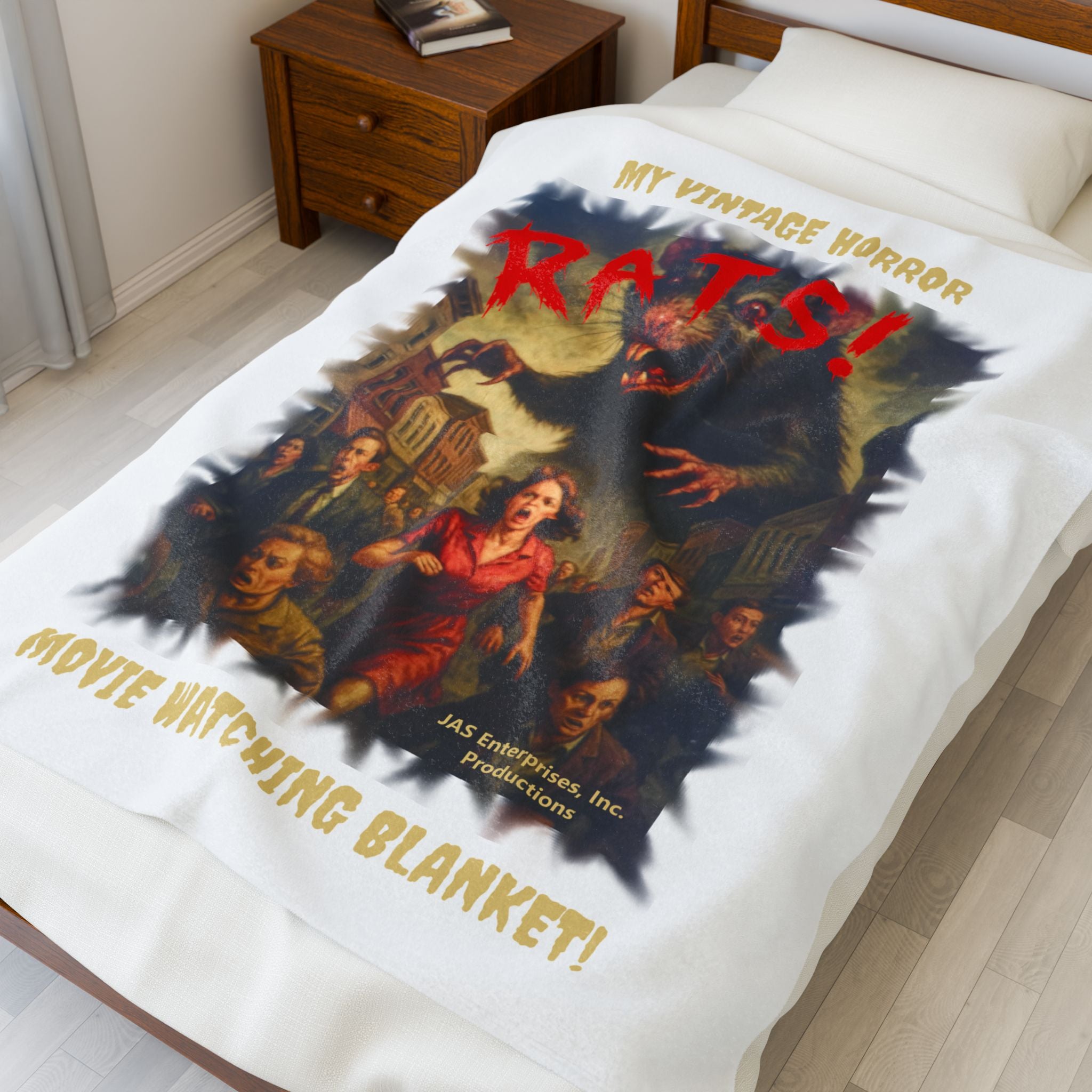 RBL: "RATS!" Logo - MY VINTAGE HORROR... - Velveteen Plush Blanket (White)