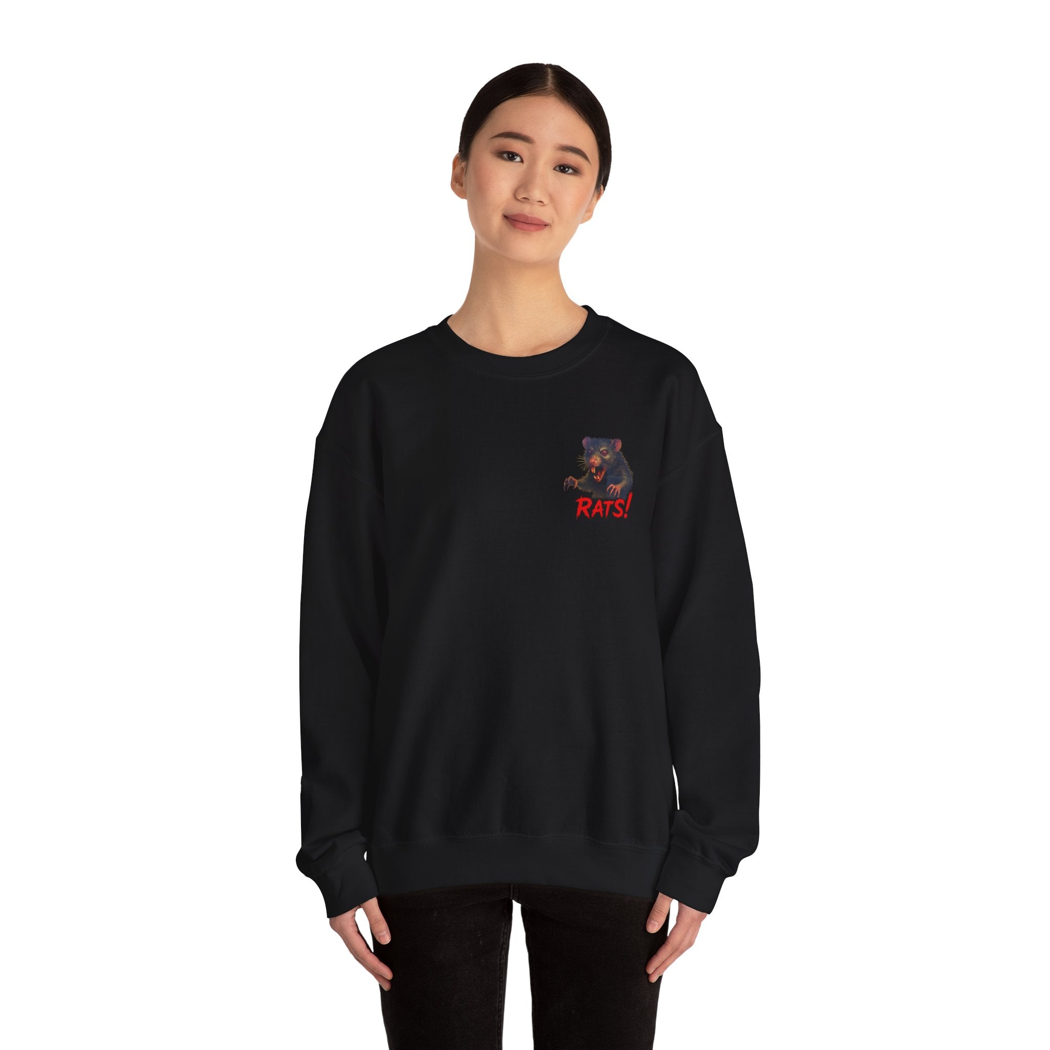 RSS: "RAT" Small Logo (Blank Back Side) - Unisex Crewneck Sweatshirt (Black)