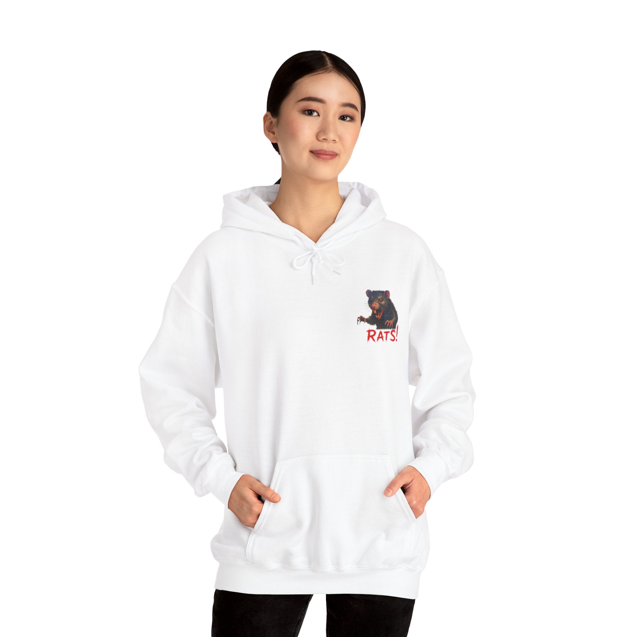 RHD: "RAT" Small Logo (Blank Back Side) - Unisex Hoodie (White)