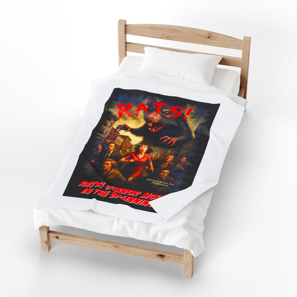 RBL: "RATS!" Movie Title Logo - (White) - Velveteen Plush Blanket