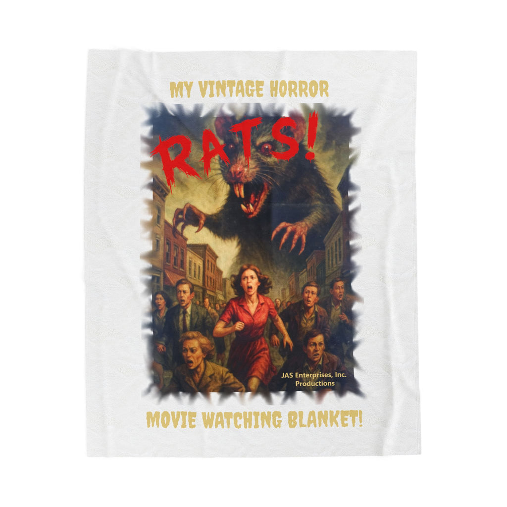 RBL: "RATS!" Logo - MY VINTAGE HORROR... - Velveteen Plush Blanket (White)