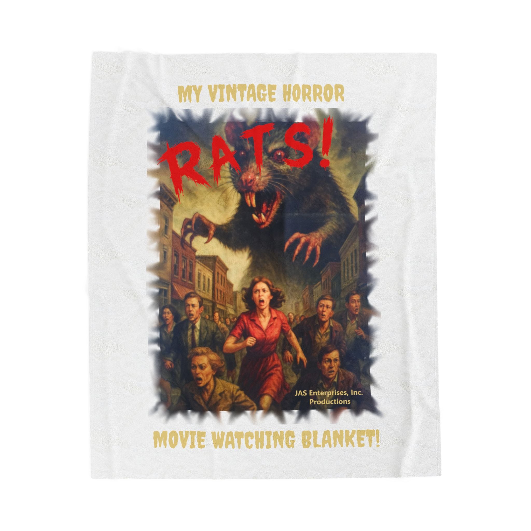 RBL: "RATS!" Logo - MY VINTAGE HORROR... - Velveteen Plush Blanket (White)