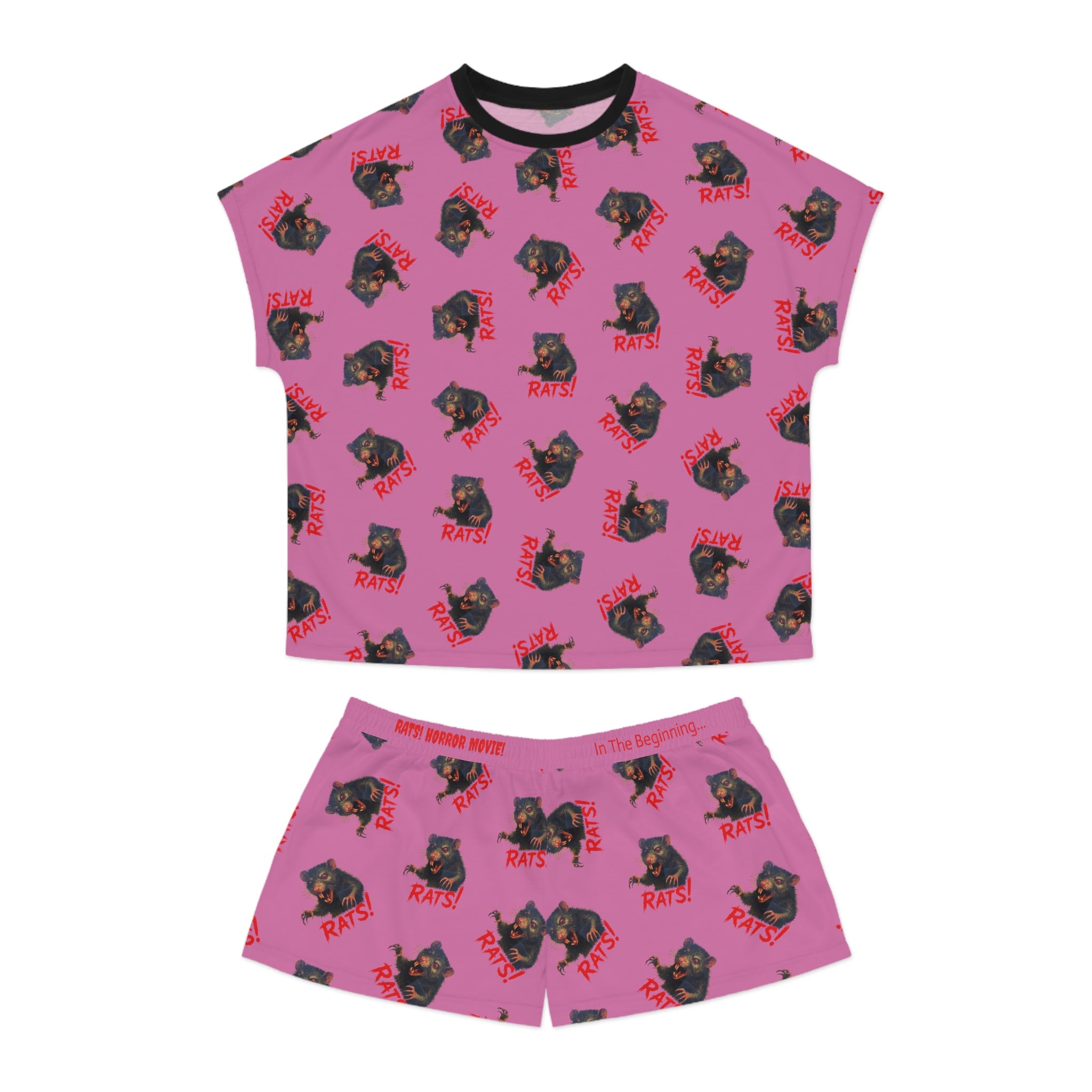 RPJ: "RAT" (Multi) - Women's Short Pajama Set - Pink