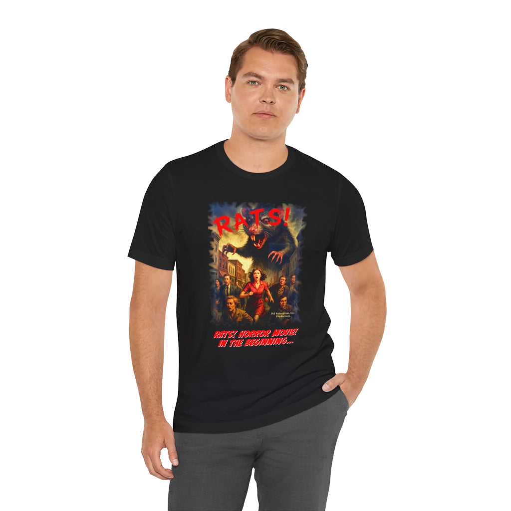 RTS: "RATS" Movie Title Logo - Unisex Jersey Short Sleeve Lightweight Tee (Black)