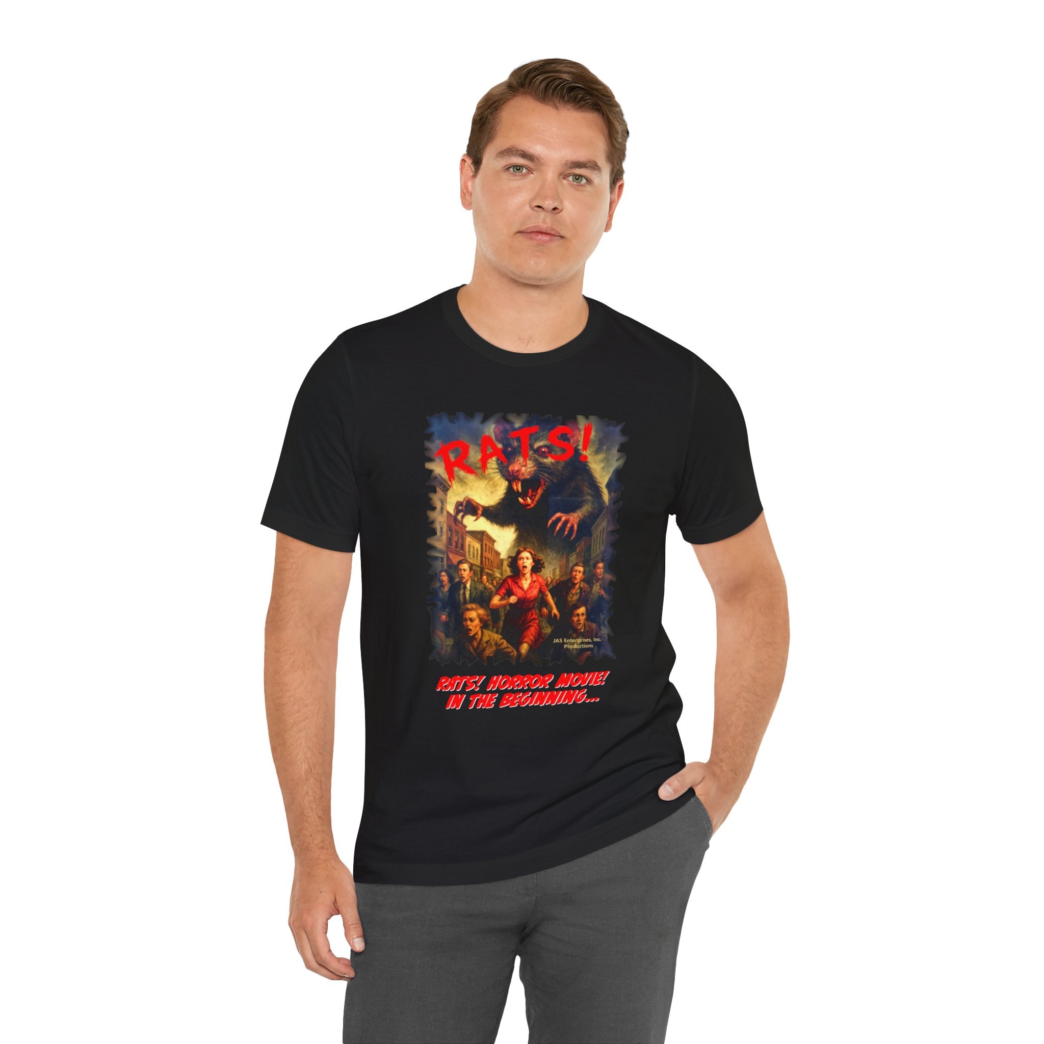 RTS: "RATS" Movie Title Logo - Unisex Jersey Short Sleeve Lightweight Tee (Black)