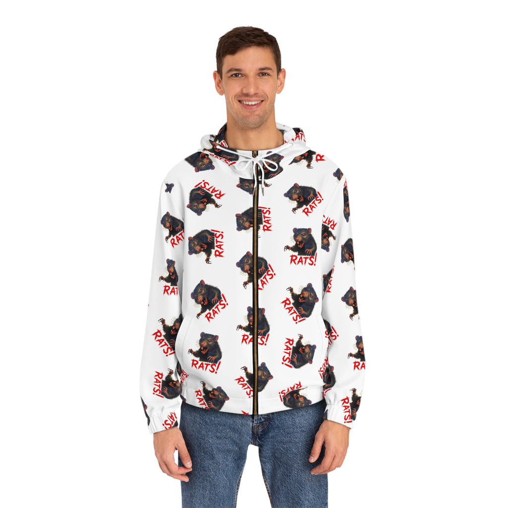 RHD: "RAT" (Multi) - Men's Full-Zip Hoodie - White