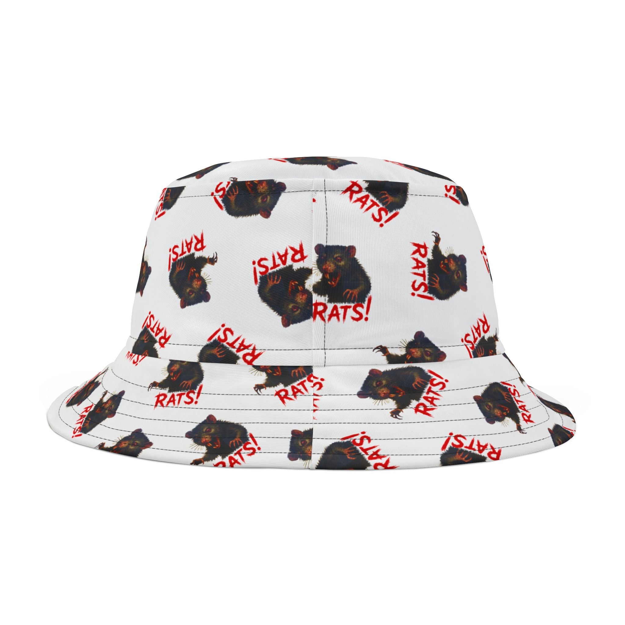 RHT: "RAT" (Multi) - Bucket Hat - White