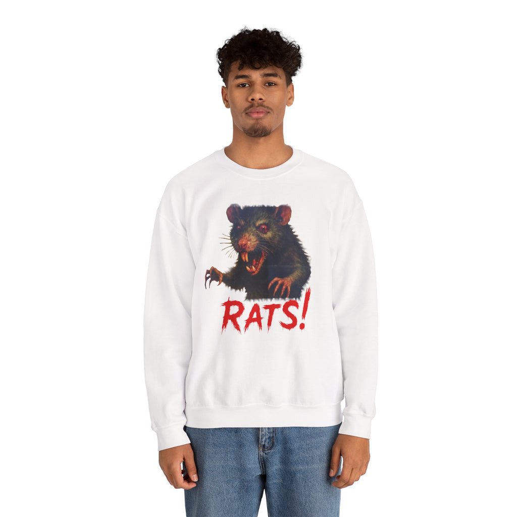RSS: "RAT" (Fear the Rats! Embrace the Horror! - Back Side) - Unisex Crewneck Sweatshirt (White)