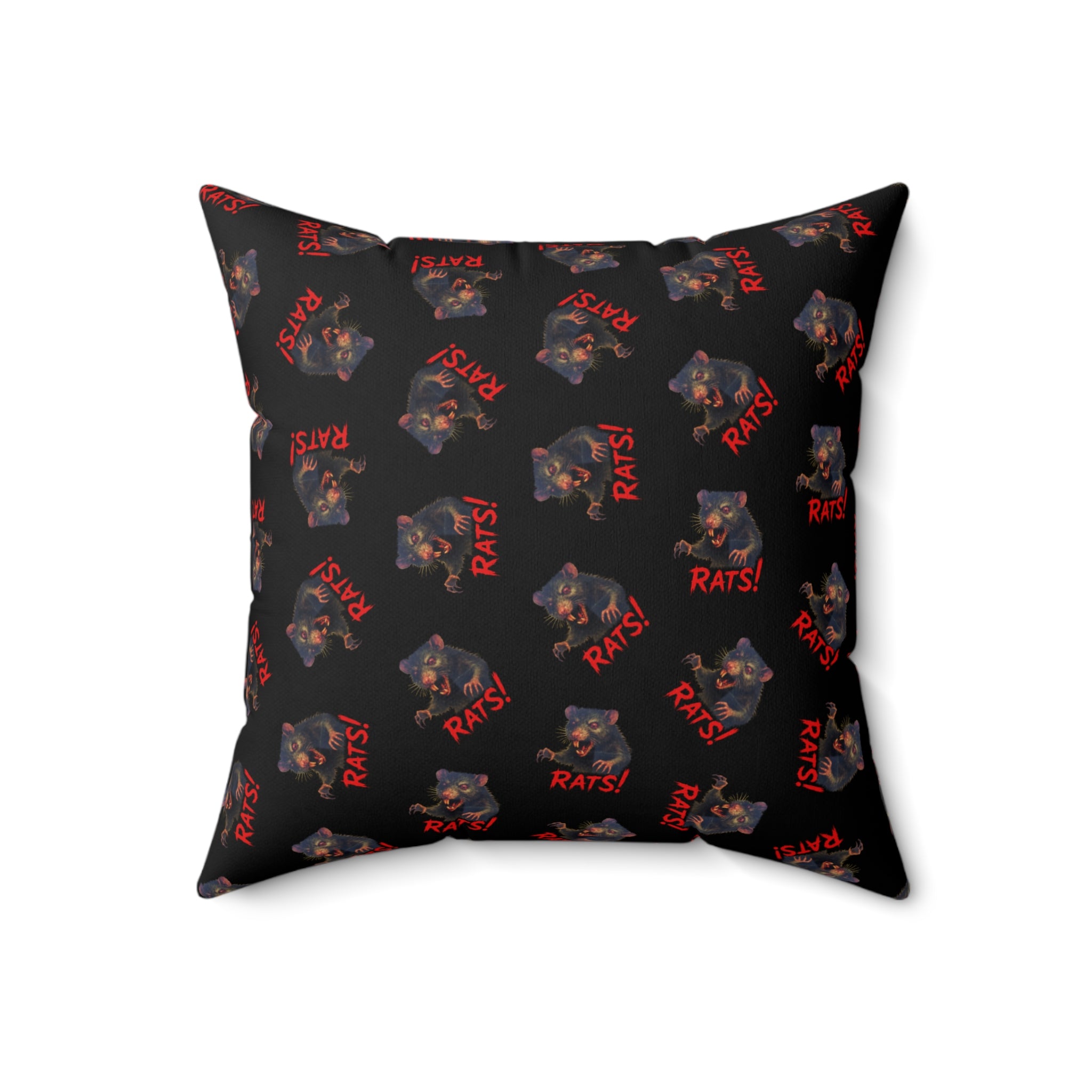 RPW: "RAT" (Multi) - Polyester Throw Pillow - (Black)