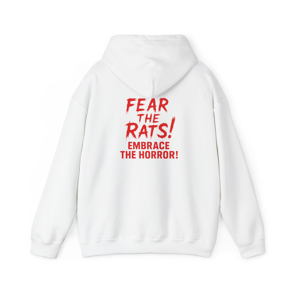 RHD: "RAT" (Fear the Rats! Embrace the Horror! - Back Side) - Unisex Hoodie (White)