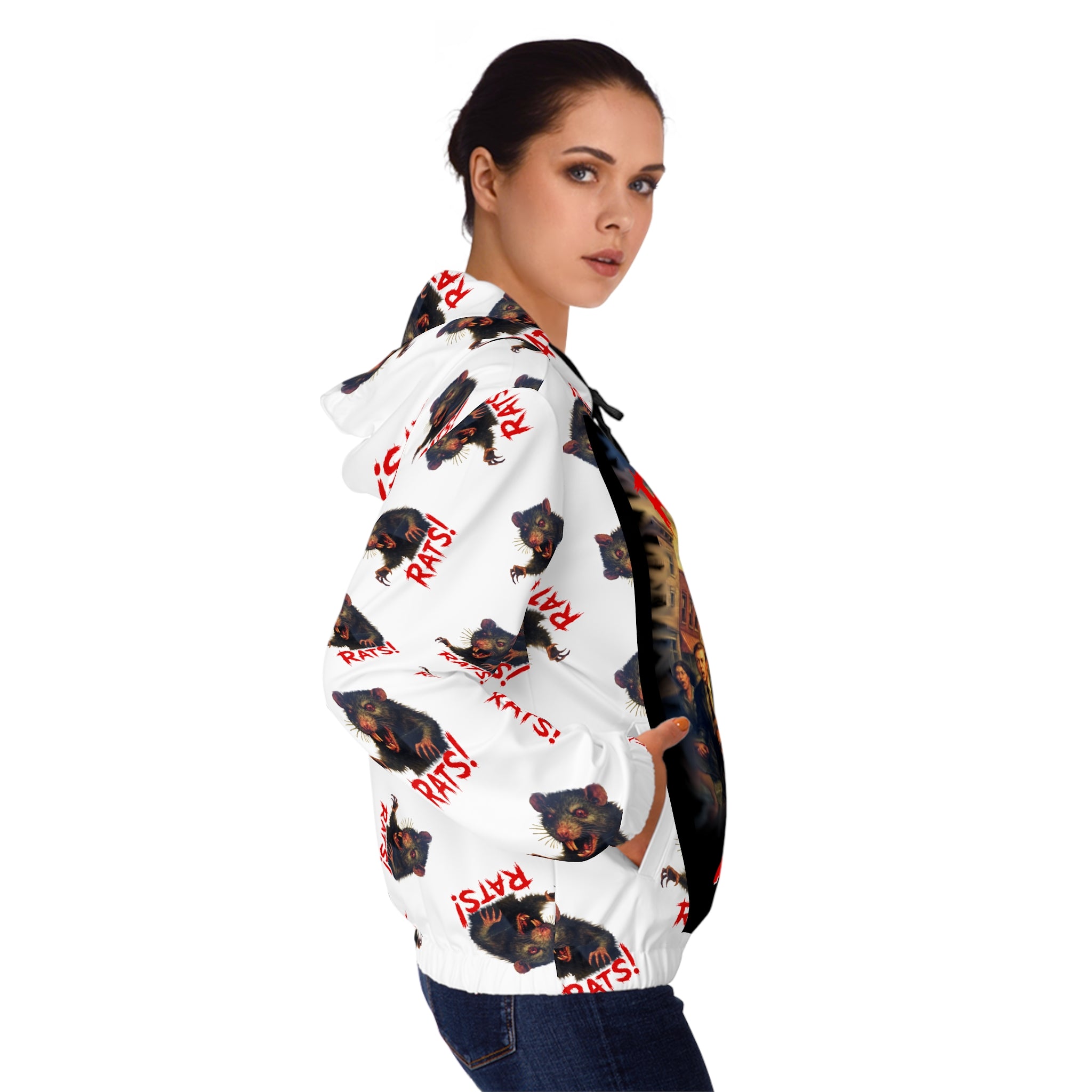 RHD: "RAT" (Multi) - Movie Title Logo - Women’s Full-Zip Hoodie - White
