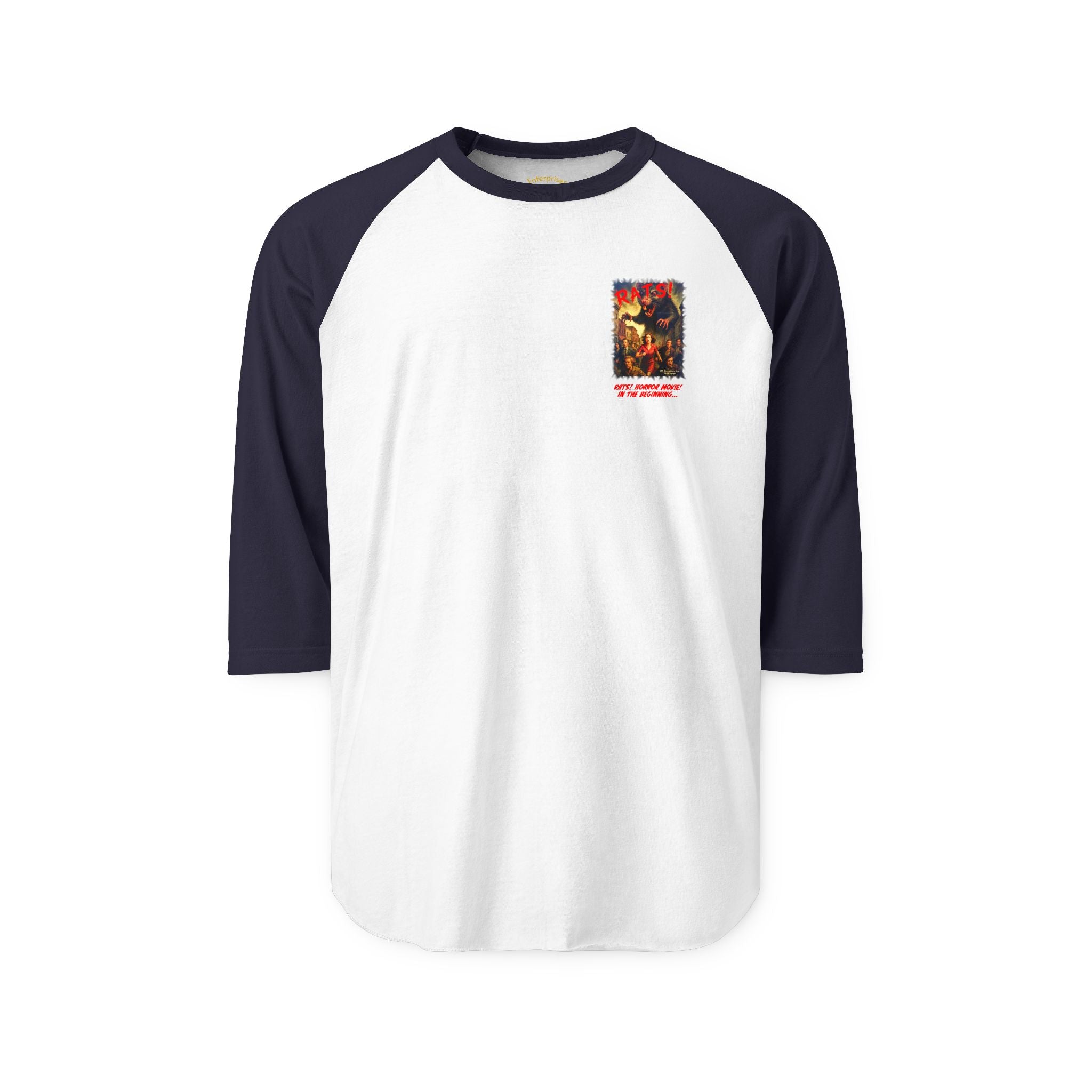RRS: "RATS!" Small Movie Title Logo - Unisex Three-Quarter Sleeve Raglan Shirt